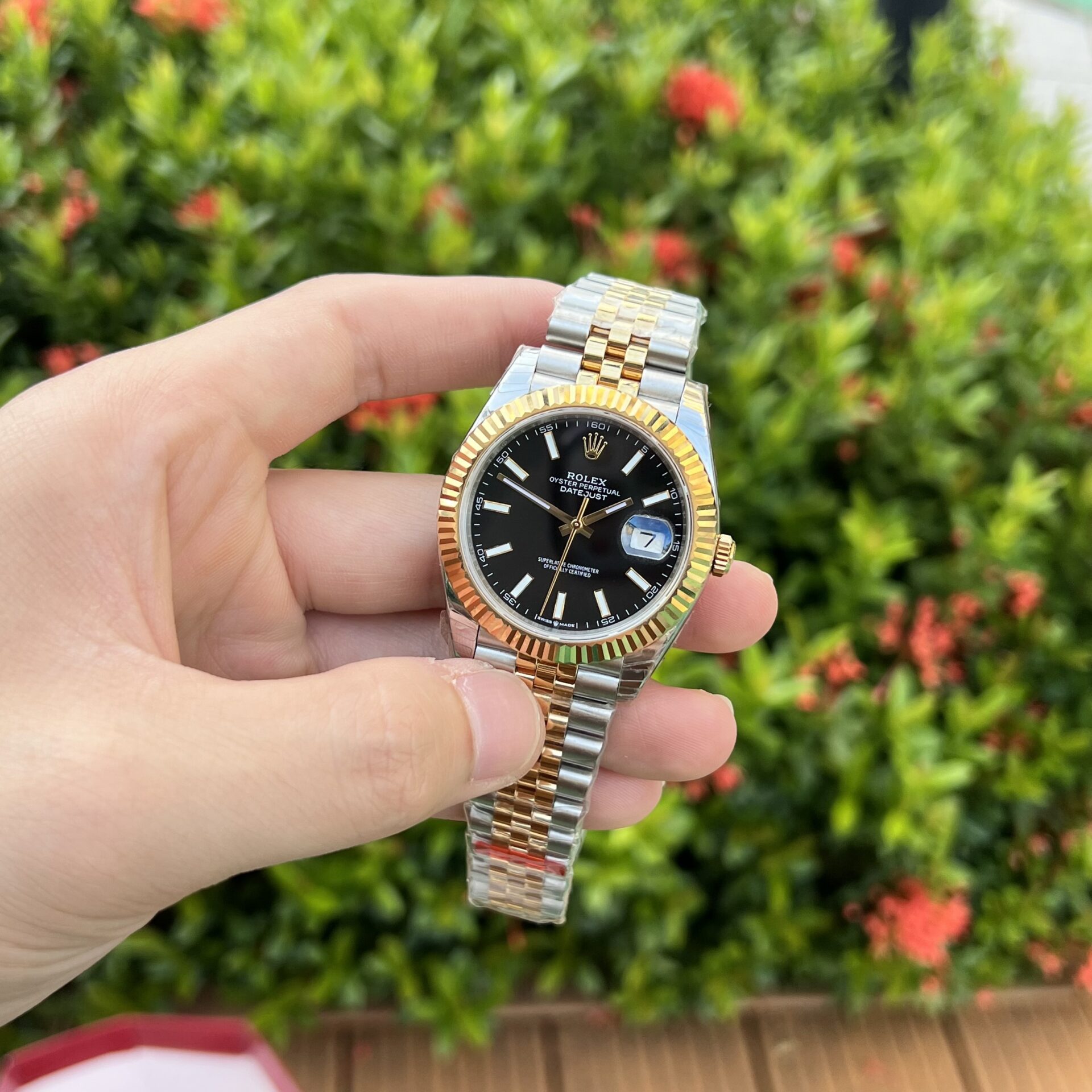 Rolex DateJust Replica 1:1 Watch Demi Black Dial EW Factory 41mm - Elite Watch Atelier
