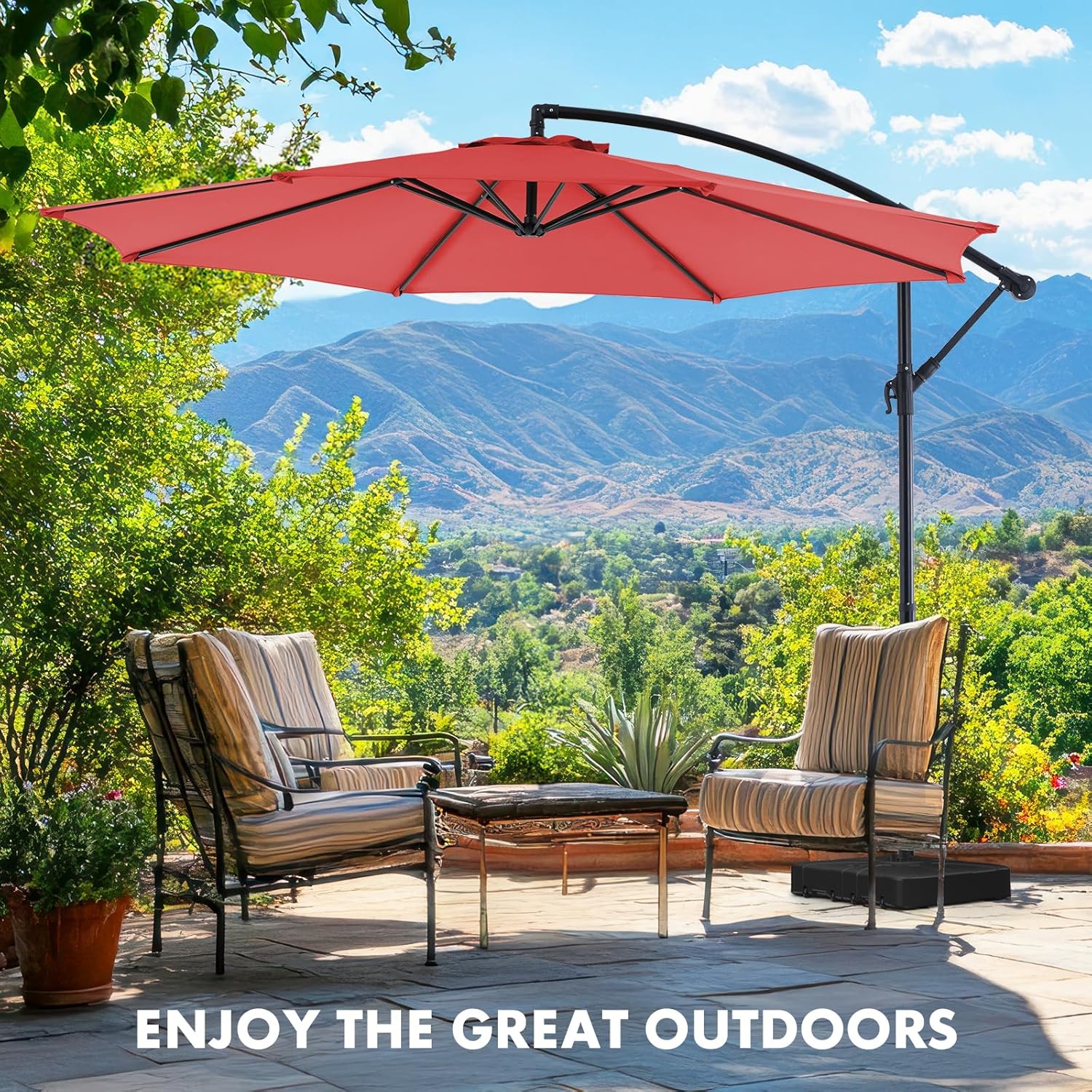 Sweetcrispy 9.8FT Offset Patio Umbrella With Easy Tilt Adjustment, 8 Ribs, Blue - Image 22 Sweetcrispy 9.8FT Offset Patio Umbrella With Easy Tilt Adjustment, 8 Ribs, Blue - Image 22