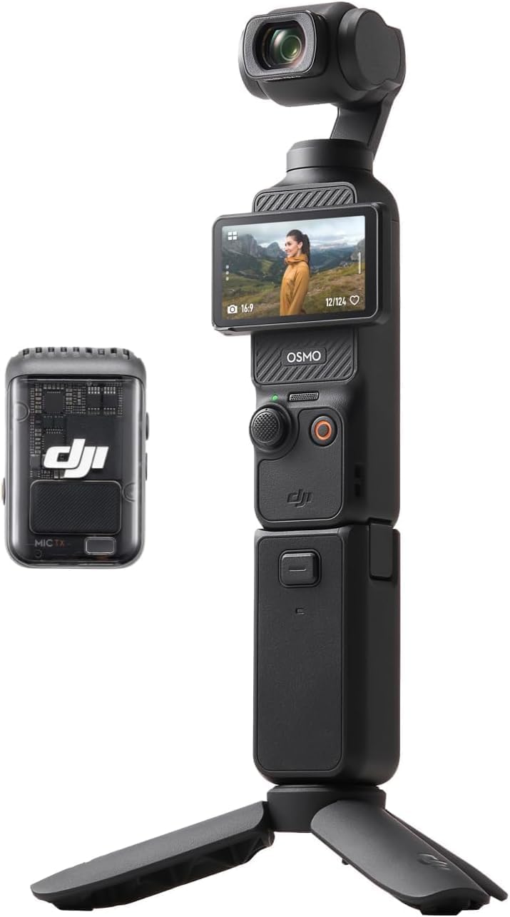 DJI Osmo Pocket 3 Creator Combo  1'' CMOS  4K Resolution/120fps Vlog Camera  3-Axis Stabilization  Face/Object Tracking  Mic Included for Clear Sound  Digital Camera for YouTube