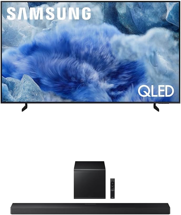 Samsung 85-Inch Class QLED Q8F 4K UHD Smart TV (2025 Model) Q4 AI Processor  100% Color Volume with Quantum Dot  AirSlim Design + Samsung Q-Series Soundbar HW-QS700F 3.1.2 ch Subwoofer (2025 Model)