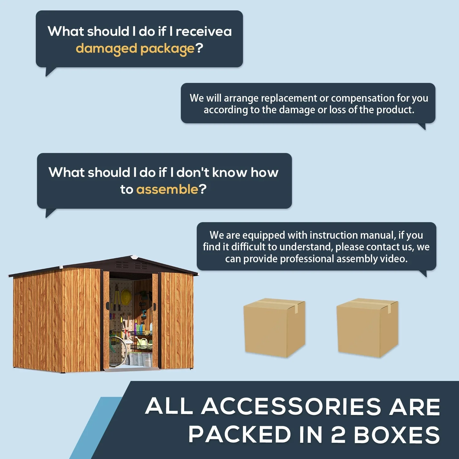 U-MAX 8 x 6 ft. Wood Grain Outdoor Metal Storage Shed With Lockable Door - Image 8 U-MAX 8 x 6 ft. Wood Grain Outdoor Metal Storage Shed With Lockable Door - Image 8