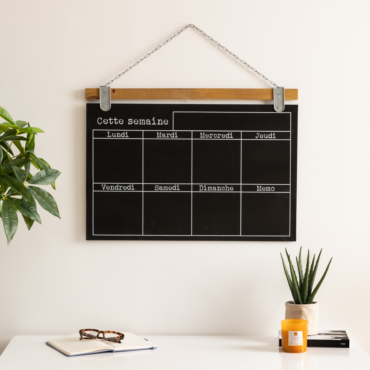 Slate weekly planner "Micha" Black, 69x50 cm