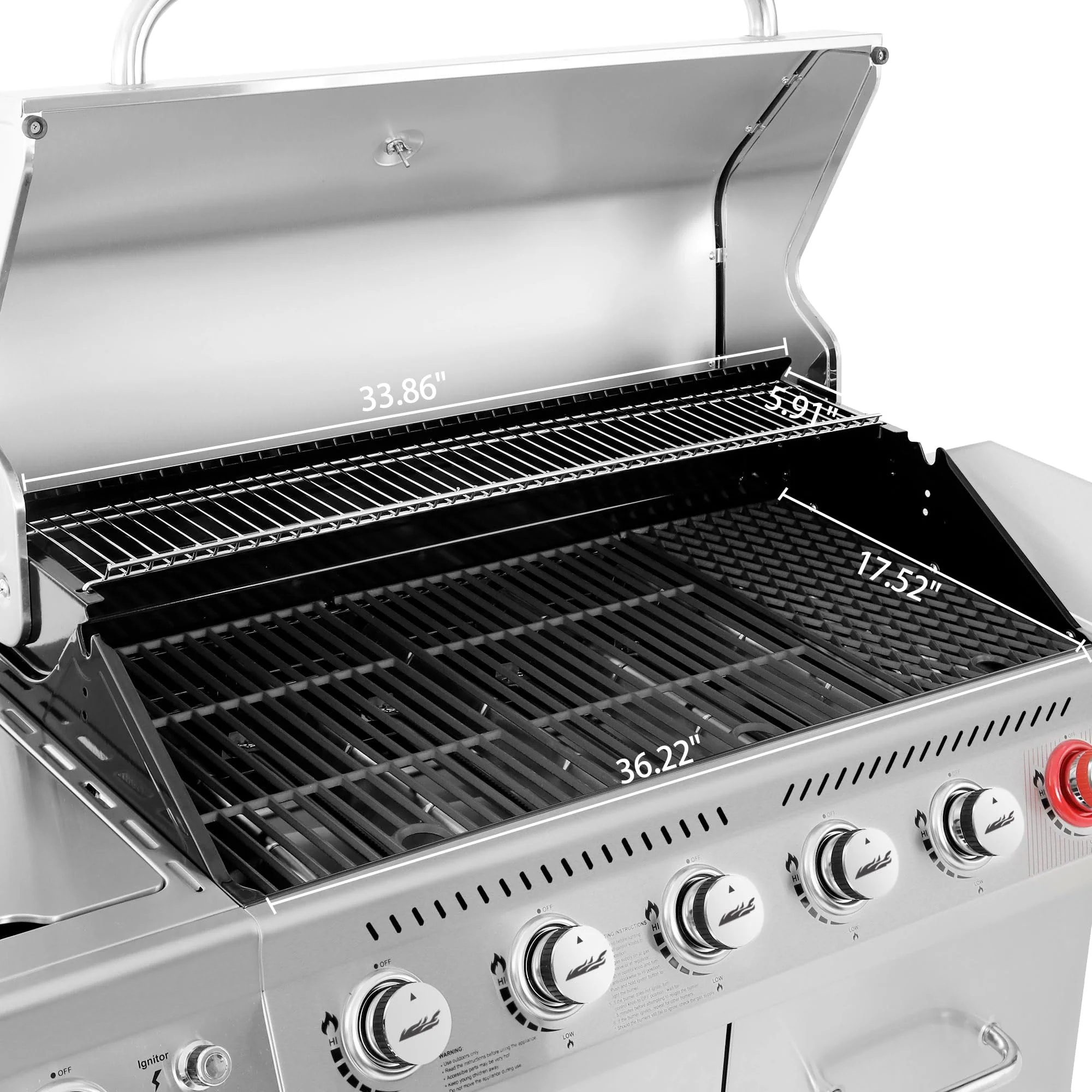 Stainless Steel 6-Burner Gas Grill - 74,000 BTU With Sear And Side Burner - Image 7 Stainless Steel 6-Burner Gas Grill - 74,000 BTU With Sear And Side Burner - Image 7