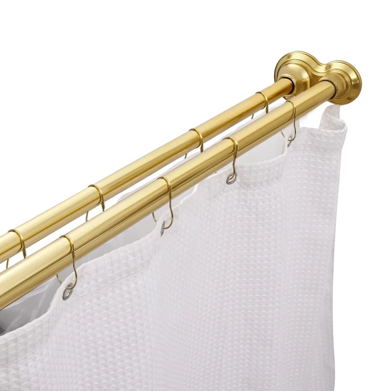 Utopia Alley Adjustable 72-In Double Shower Curtain Tension Rods - Rust-Proof Aluminum with Rubber End Cap, Easy Installation - Extendable, No Drilling, With Shower Liner and Hooks, Gold
