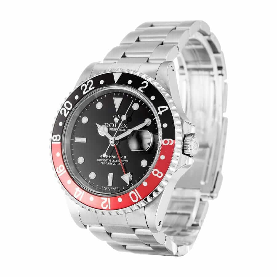Rolex GMT-Master II Red   Black Bezel Black Dial Coke 16710 Oyster Replica - Elite Watch Atelier