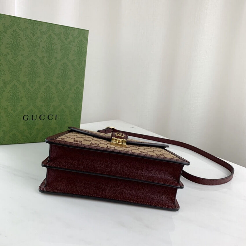 Replica Gucci Ophidia Small Top Handle Bag With Web 651055 Burgundy1:1High-quality replica