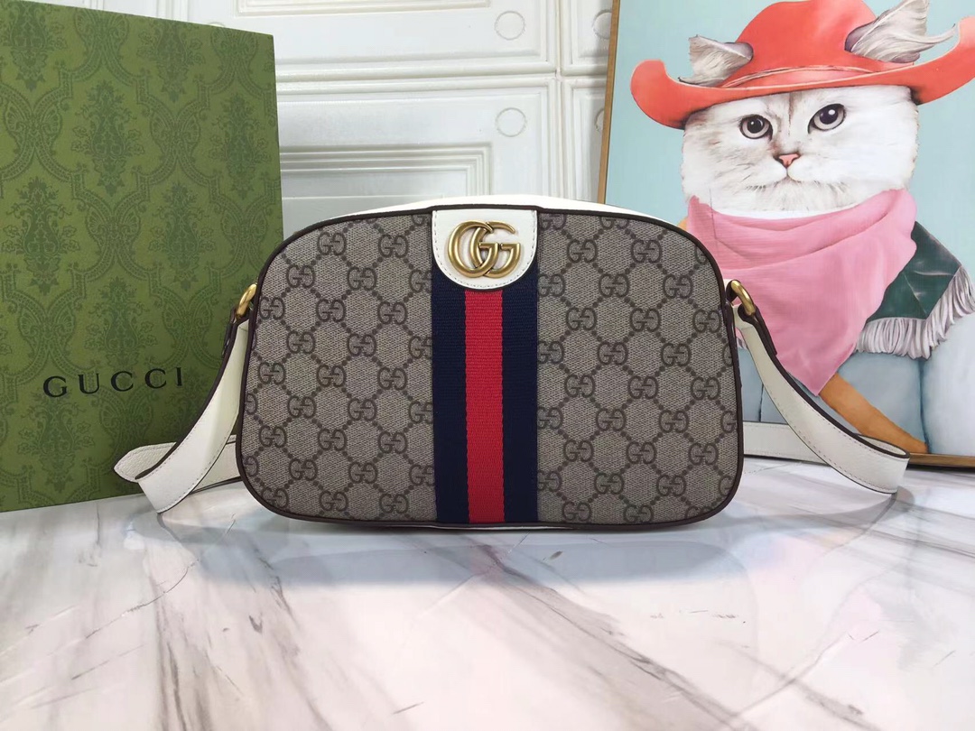 Replica Gucci Ophidia Double G Shoulder Bag- Black/White1:1High-quality replica