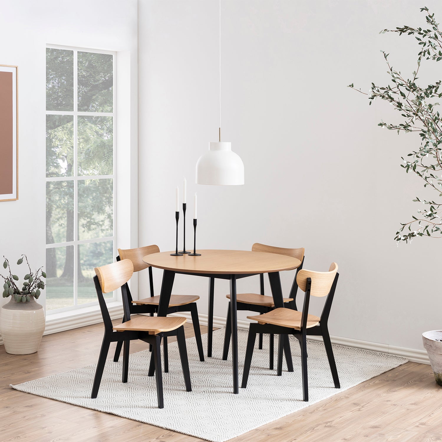 Blokker basic Crow Eettafel - Ø 105 cm - Eiken / Zwart