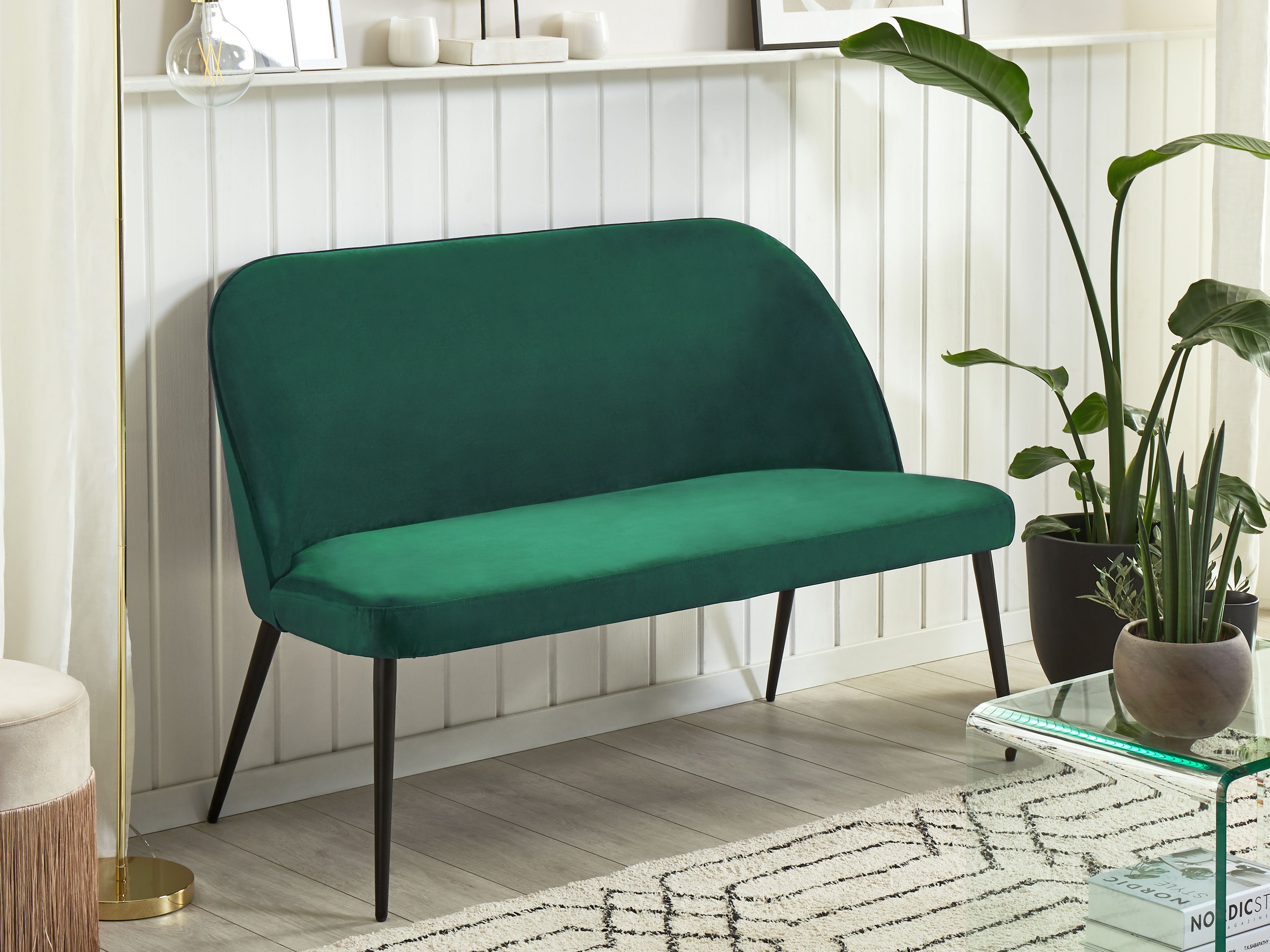Dining Bench 2 Seater OSBY Velvet Dark Green