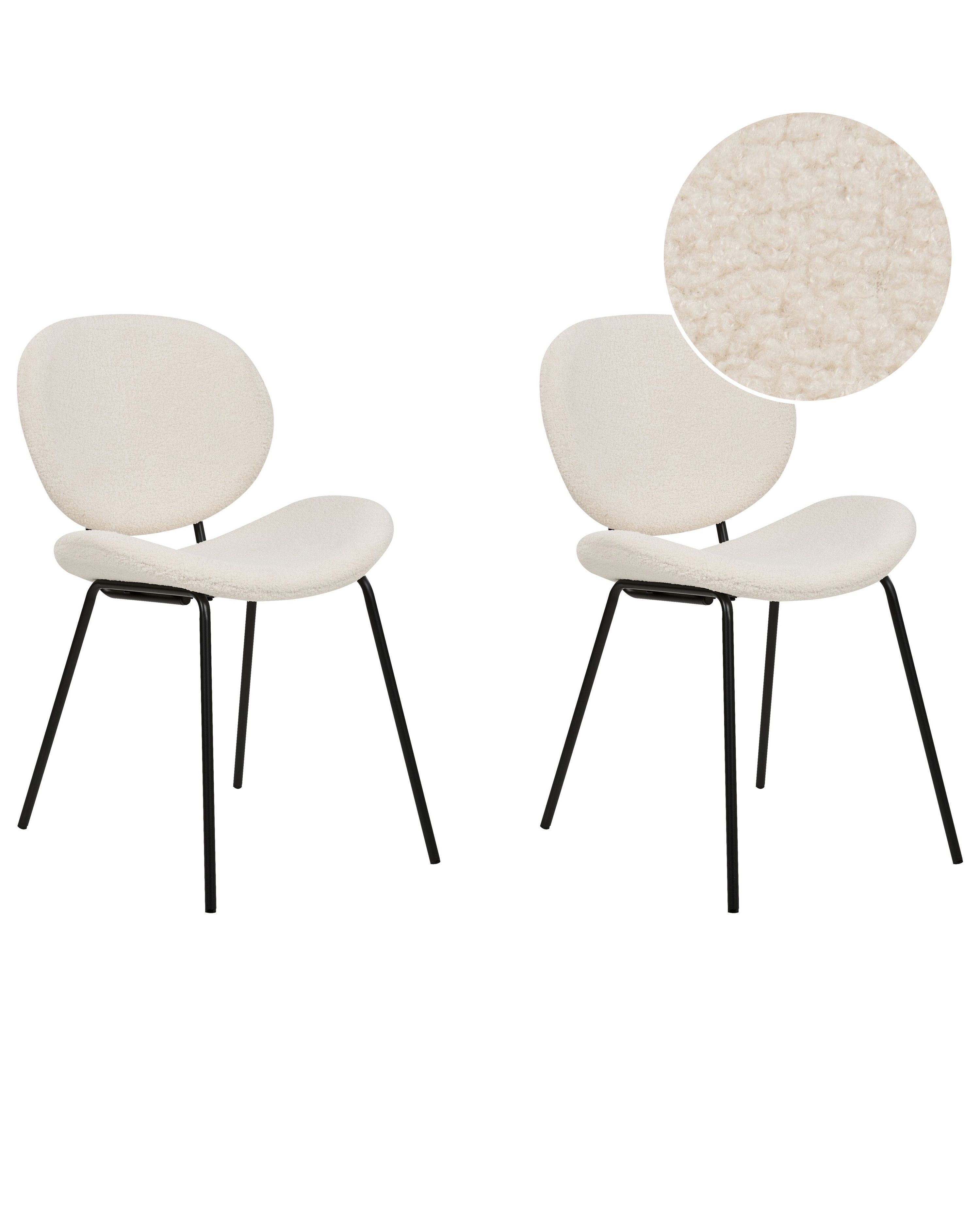Set of 2 Dining Chairs LUANA Boucle White
