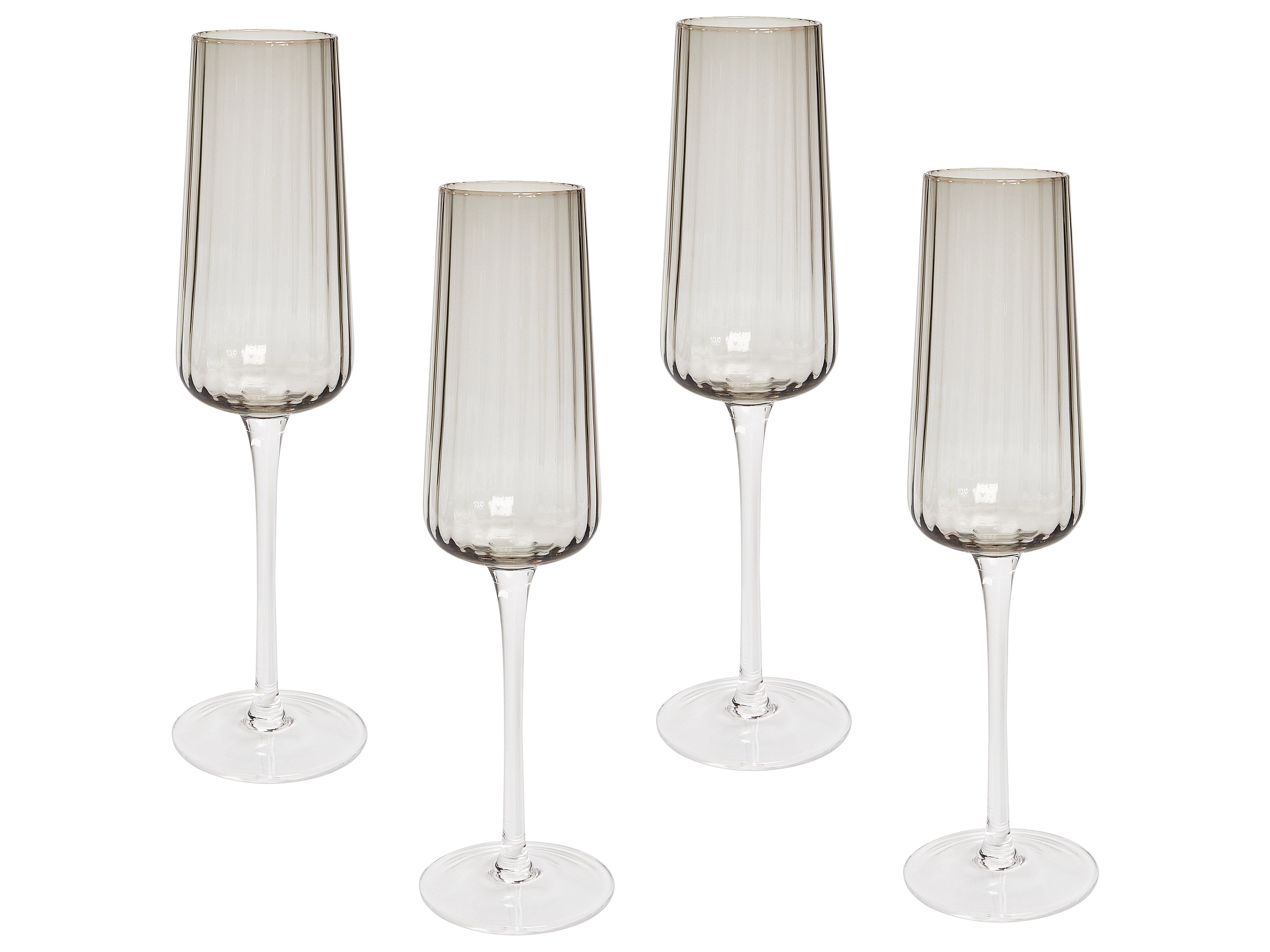 Set of 4 Champagne Flutes QUARTZ 230 ml Grey