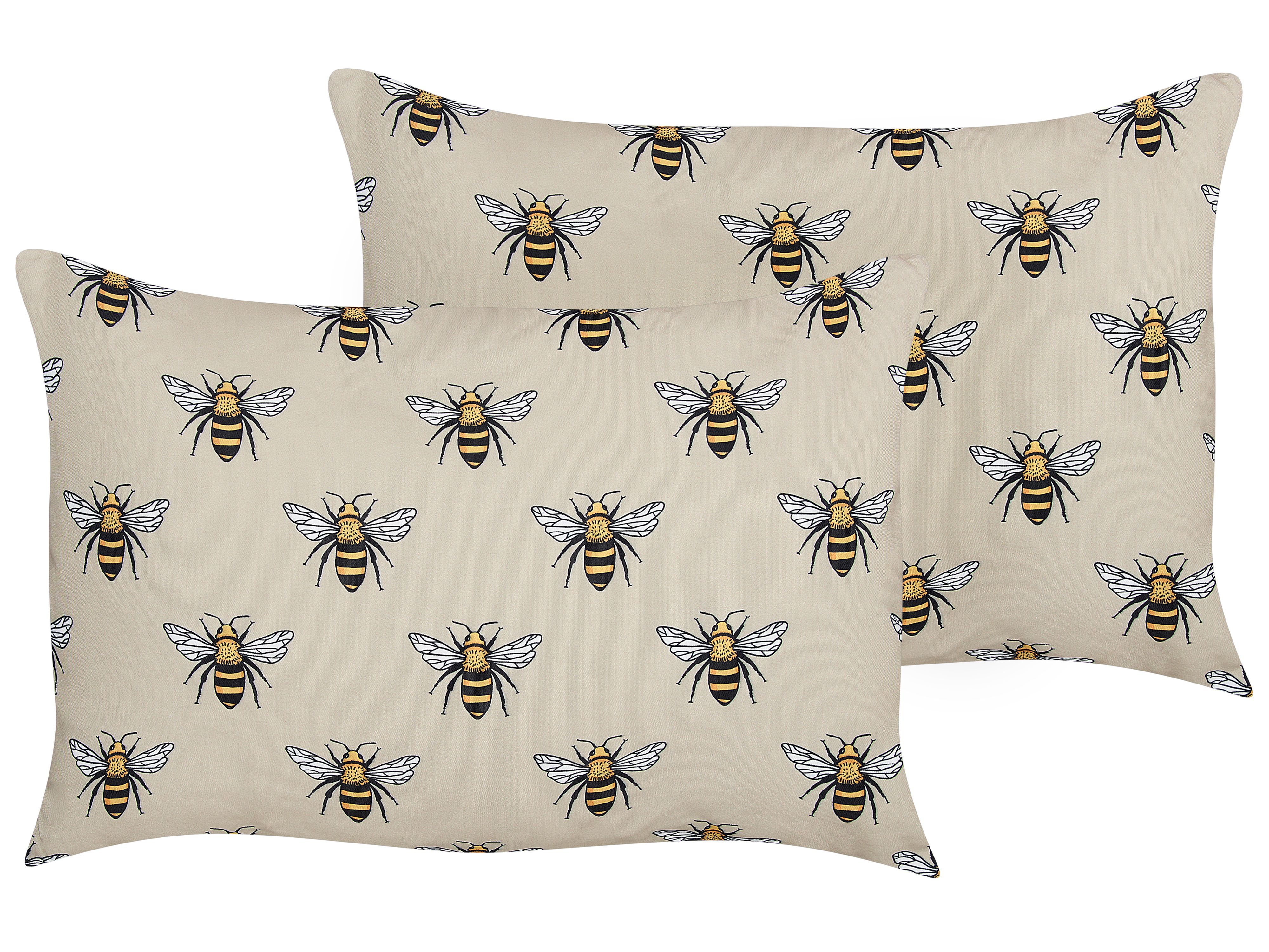 Set of 2 Outdoor Cushions CANNETO Animal Pattern 40 x 60 cm Beige