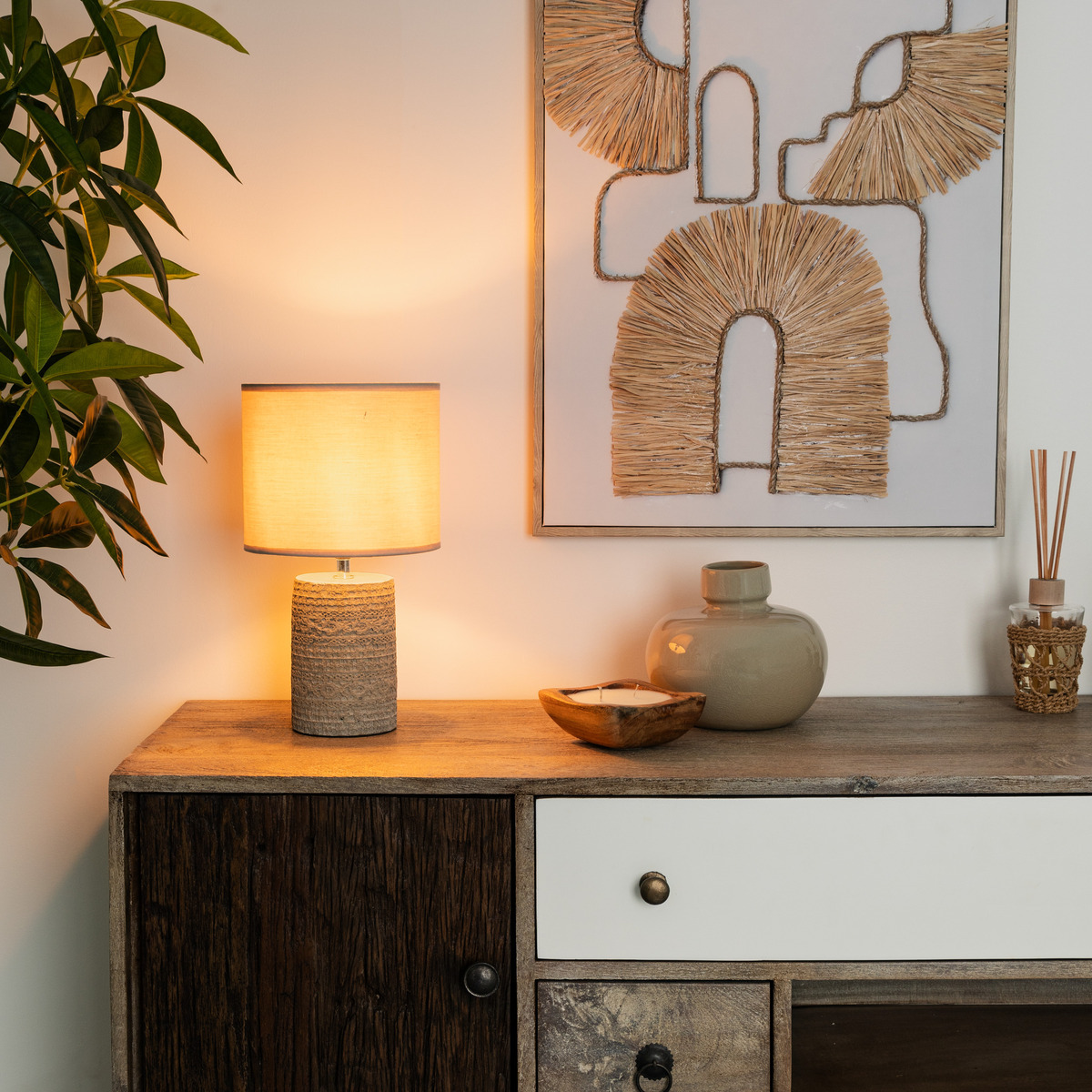 Lamp "Melo" Beige, H.34 cm