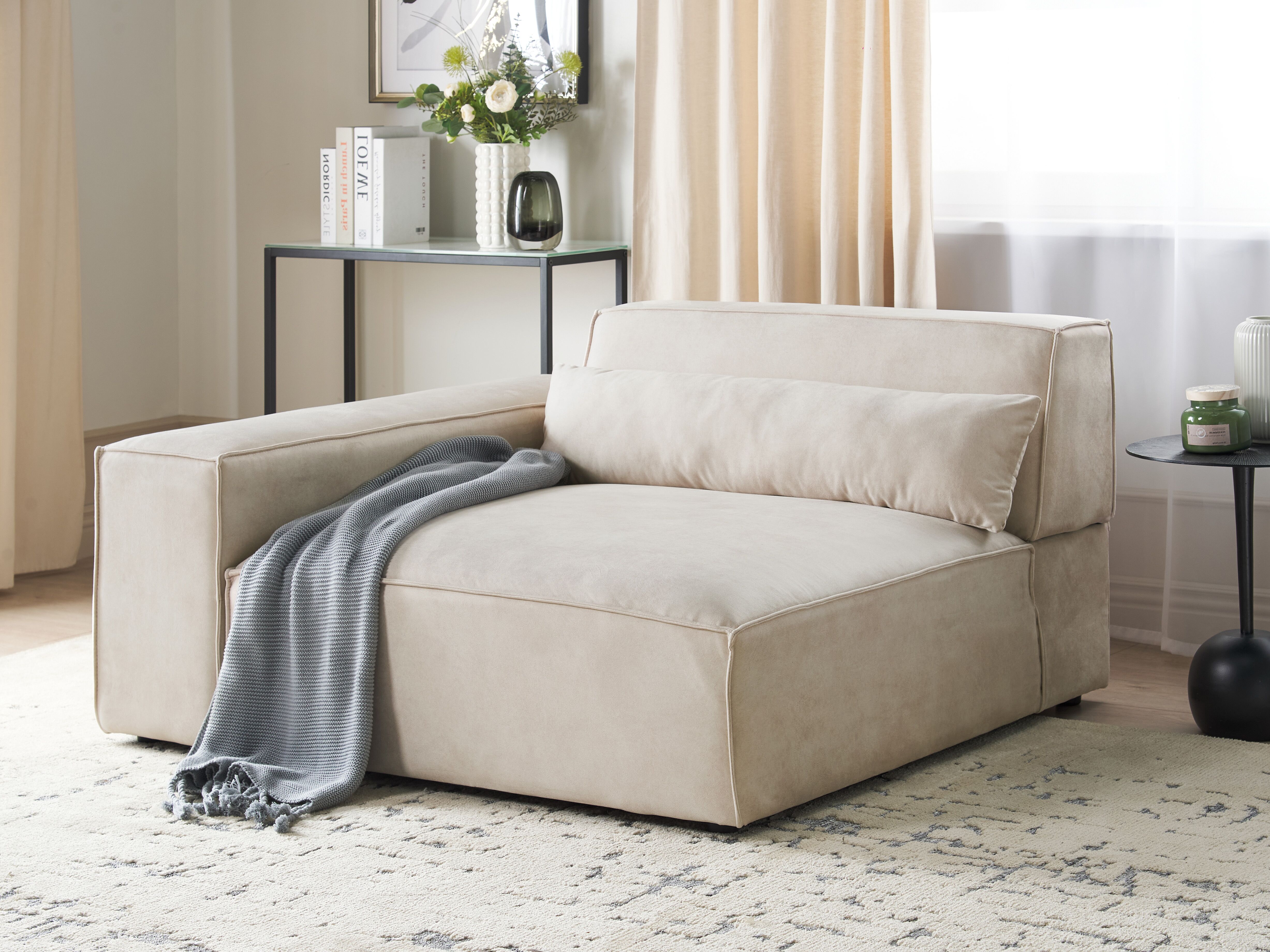 Corner Seat HELLNAR Velvet Light Beige Right Hand