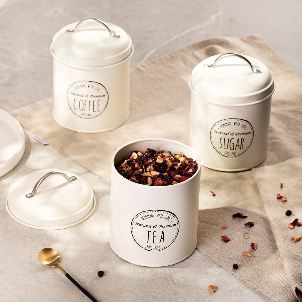 Pojemniki RIO z metalową pokrywką 3 el.