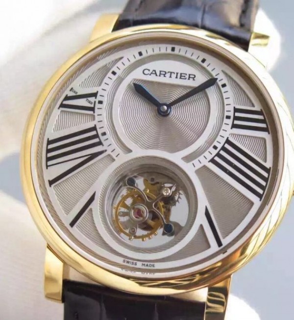 Replica Cartier Rotonde De Cartier Tourbillon YG Leather Strap - Elite Watch Atelier
