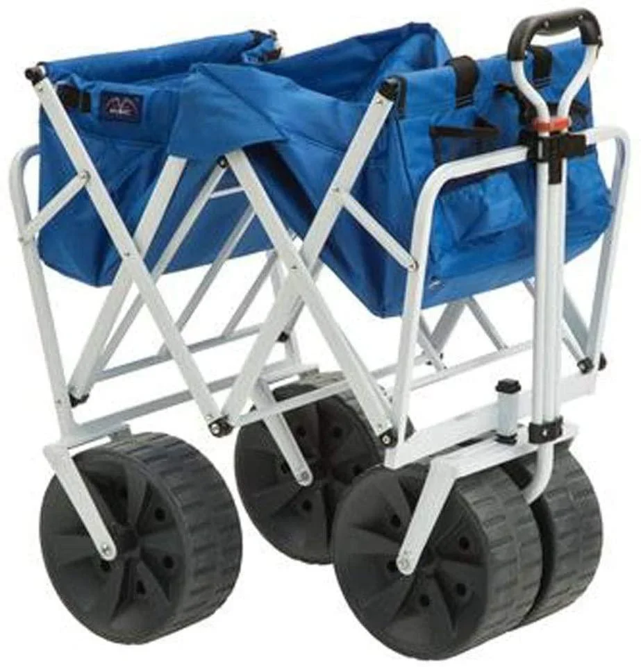 Mac Sports Heavy Duty Collapsible Folding All Terrain Utility Beach Wagon Cart, Blue/Black - Image 7 Mac Sports Heavy Duty Collapsible Folding All Terrain Utility Beach Wagon Cart, Blue/Black - Image 7