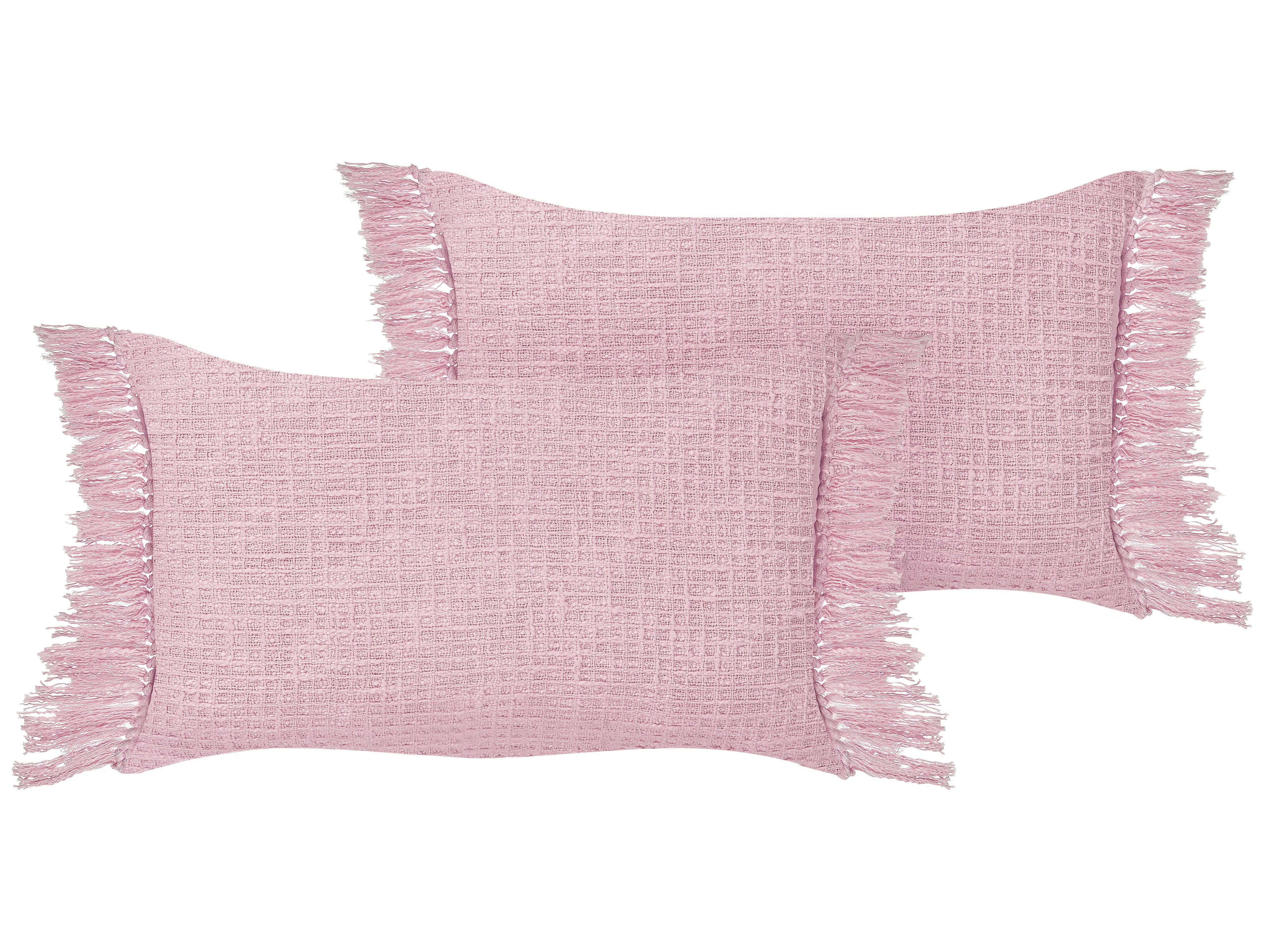 Set of 2 Decorative Cushions TANSY Cotton 40 x 60 cm Pink Solid