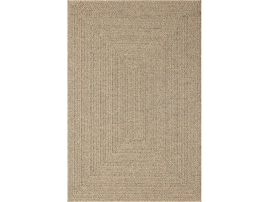 Tapis Kansas intérieur extérieur jute uni résistant intempéries terrasse - Nature - 240 x 340 cm