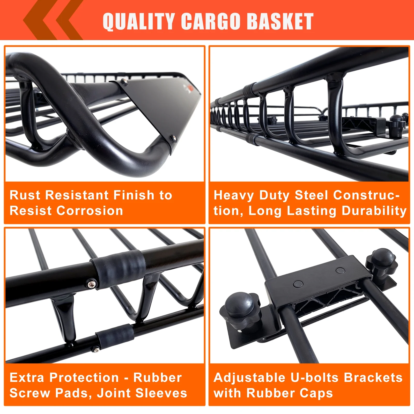 MeeFar Universal Rooftop Roof Rack Steel Cargo Carrier Basket Size 51" X 36" X 5" + Soft Shell Waterproof Cargo Bag 15 Cu.ft (44" 34" 17") Combo - Image 2