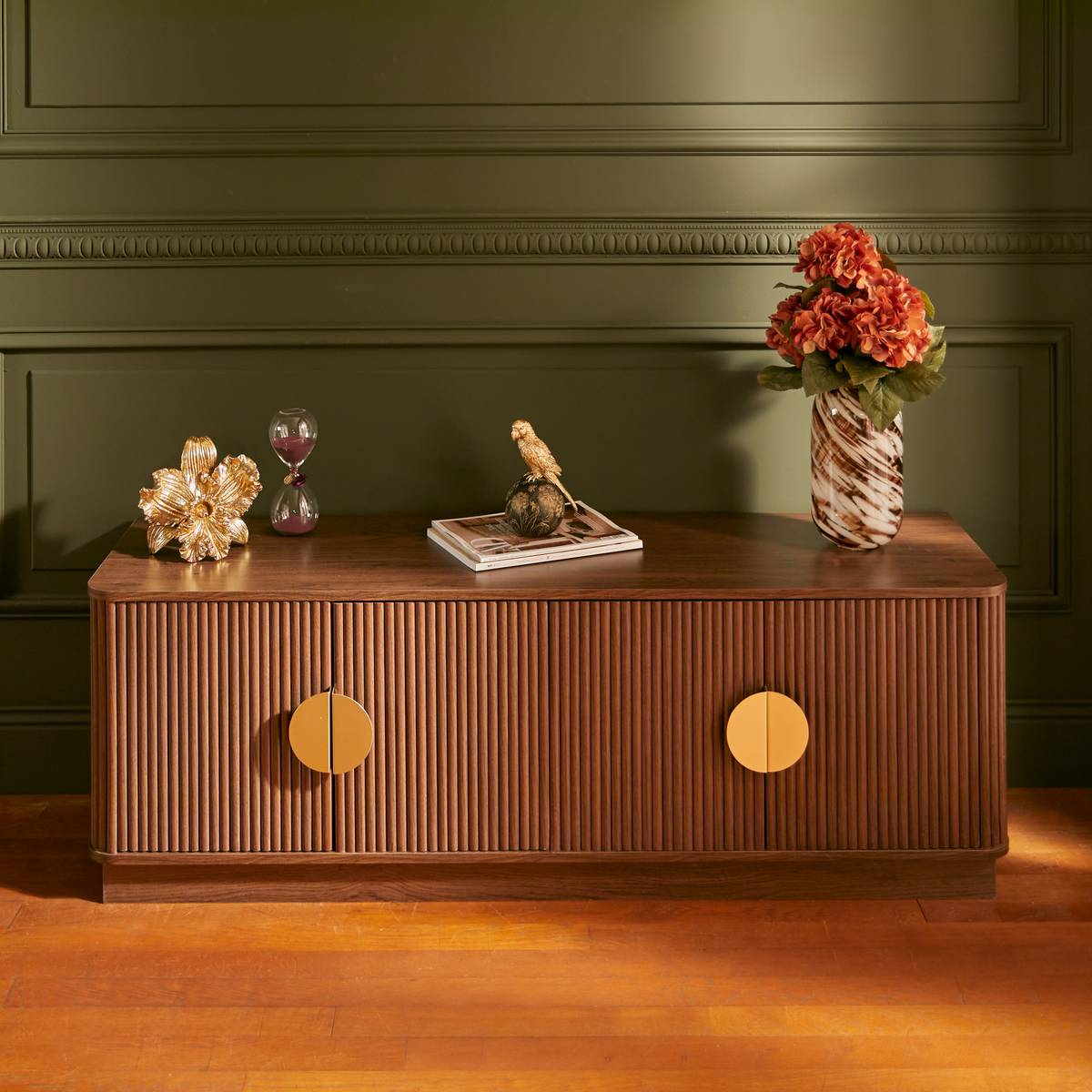 TV Stand 4 Doors 2 Shelves "Wany" Brown, 140x40 cm