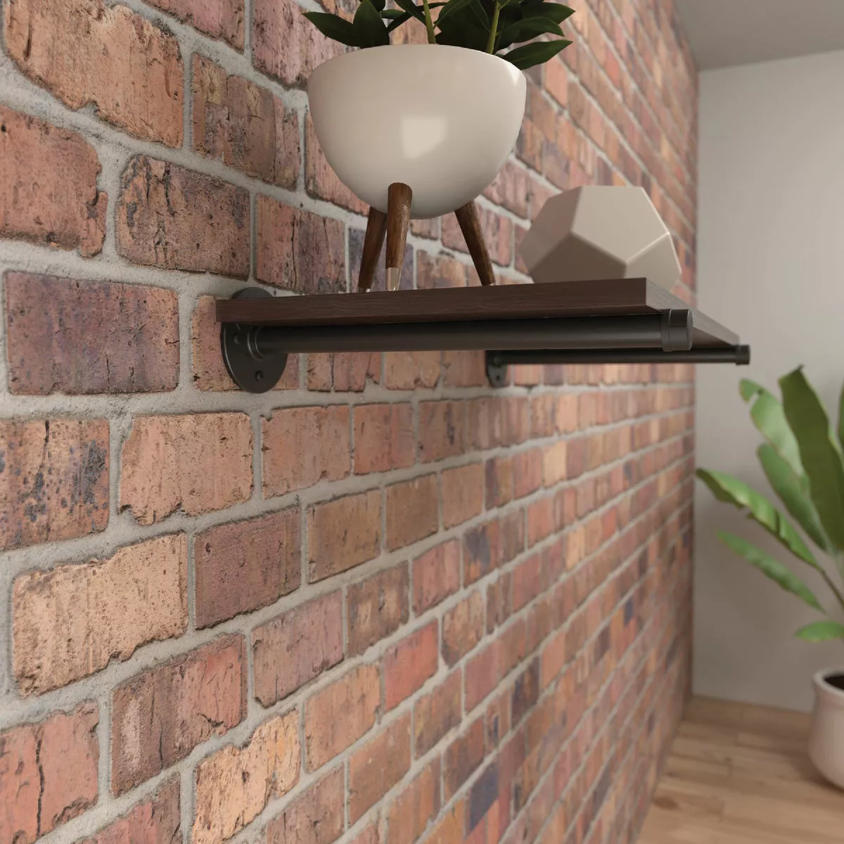 Knape & Vogt Birmingham 14 In. Black Straight Pipe Shelf Bracket