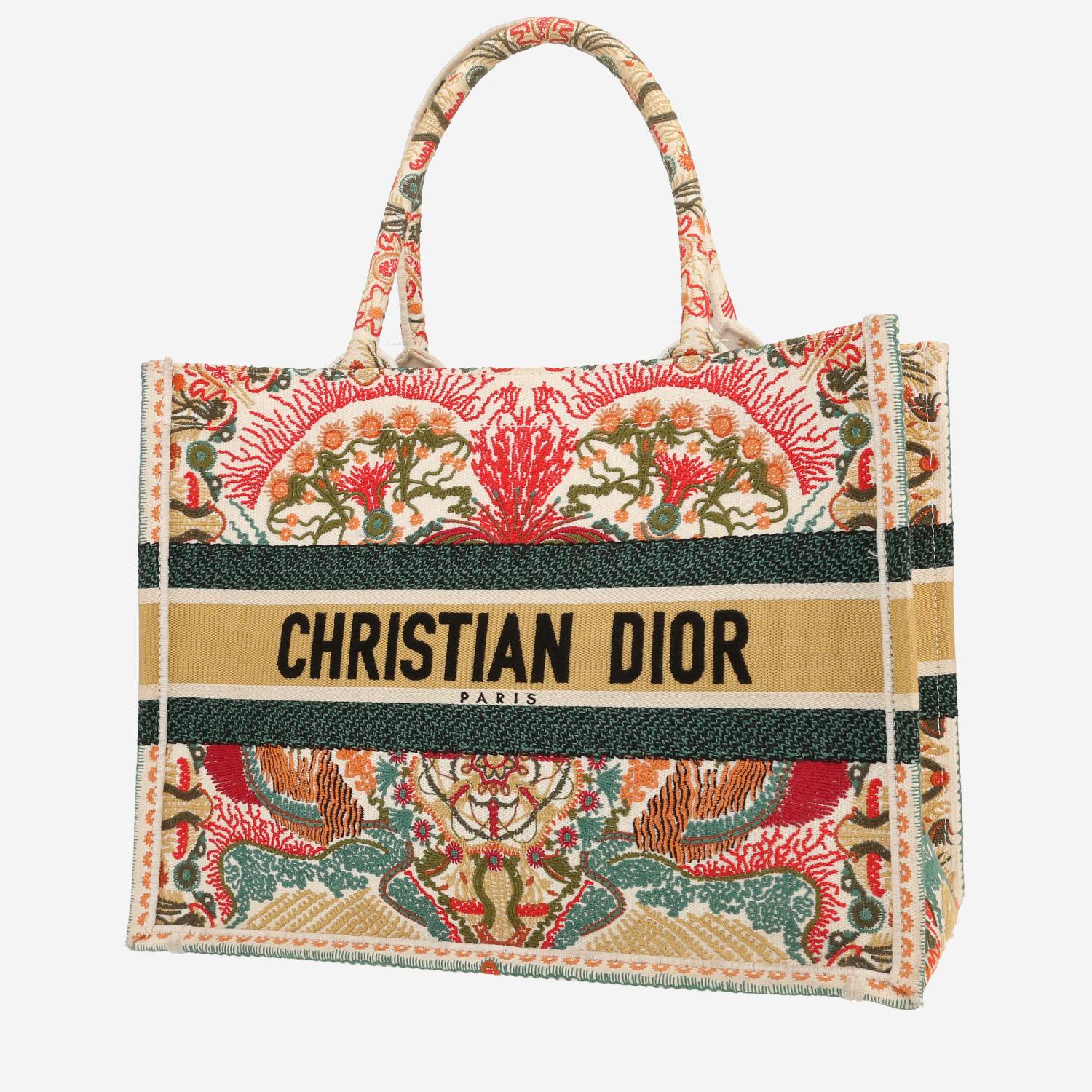 Dior Book Tote shopping bag in green, white and red canvas1:1High-quality replica