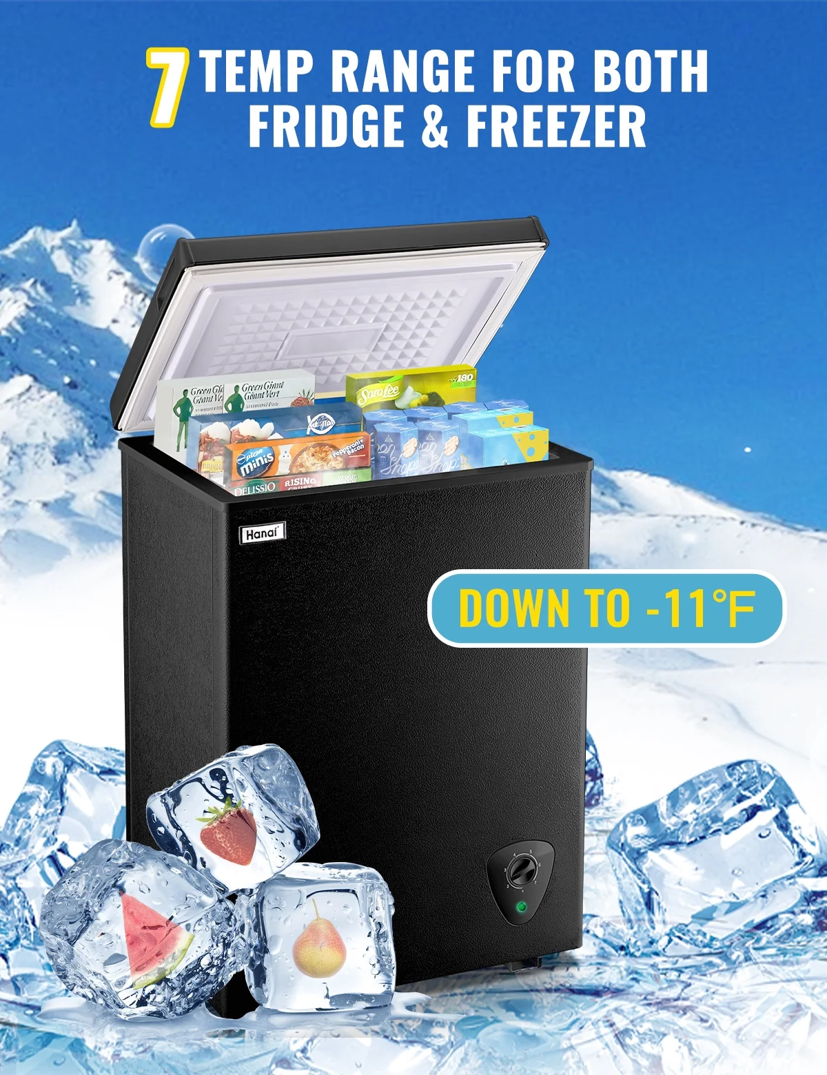 WANAI 3.5 Cu.ft Chest Freezer Small Deep Freeze with 7 Gears Temp Control Office Dorm Kitchen White - Image 27