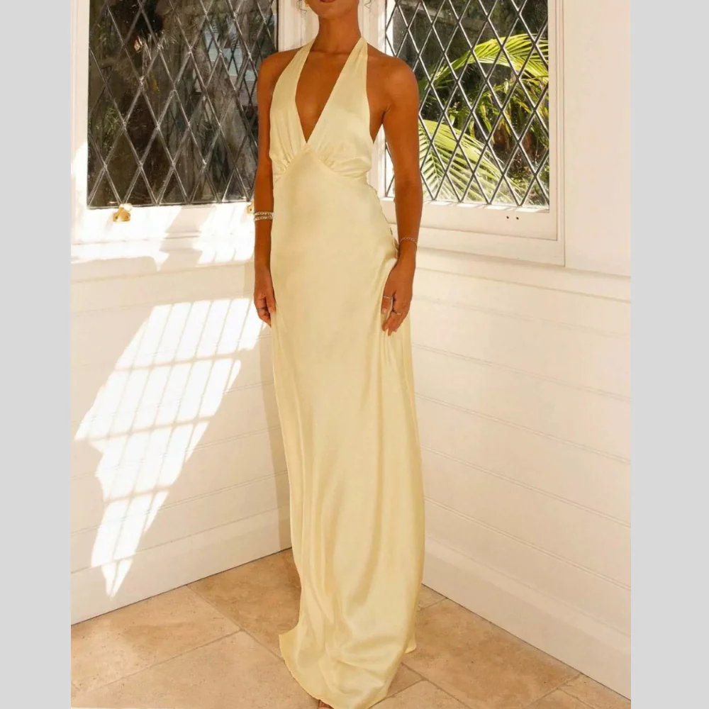 Halter Neck Sleeveless Maxi Dress - ZKZOOK