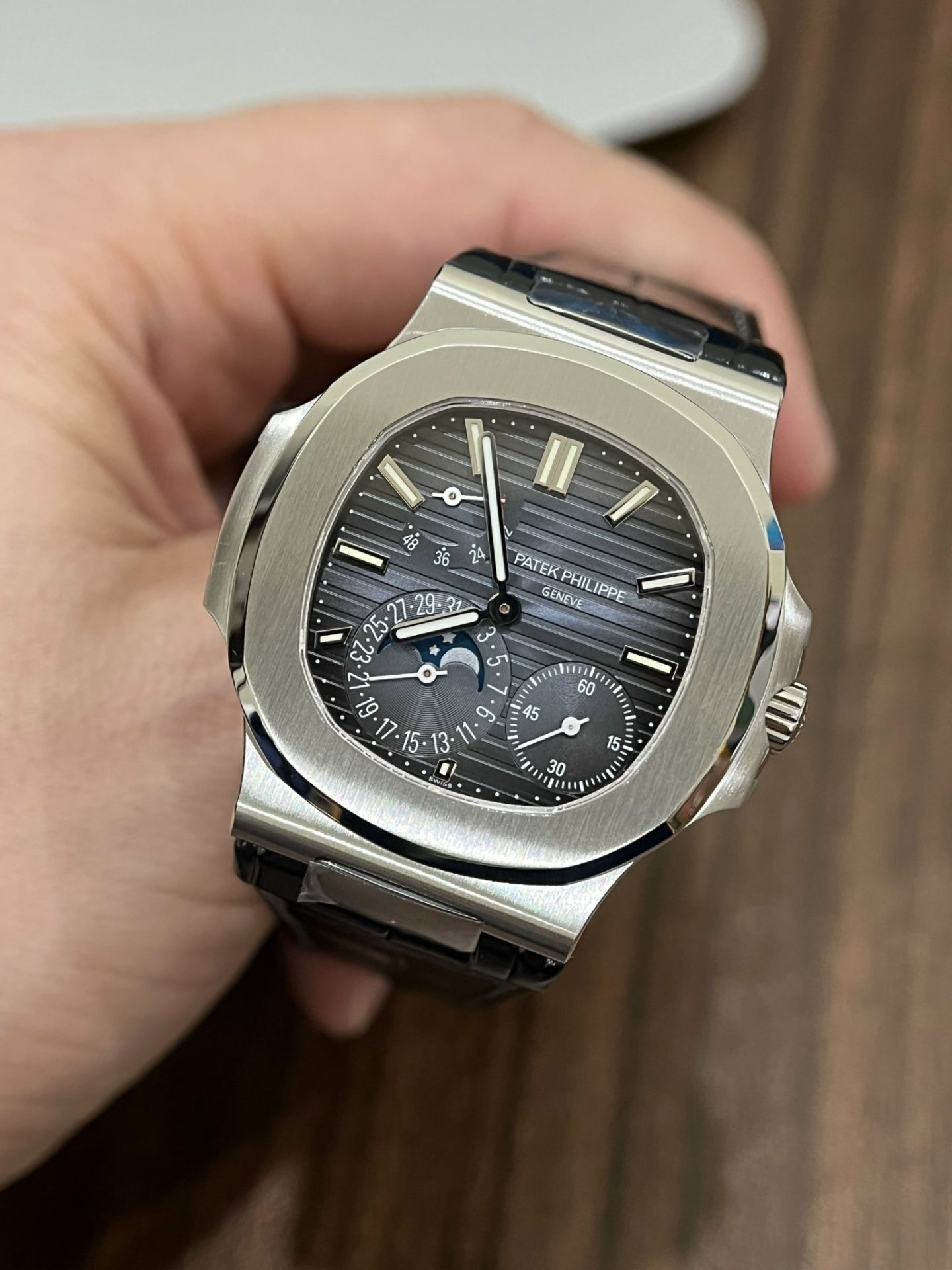 Patek Philippe Replica Watch Nautilus 5712 Blue Dial Leather Strap PPF Factory 40mm - Top club