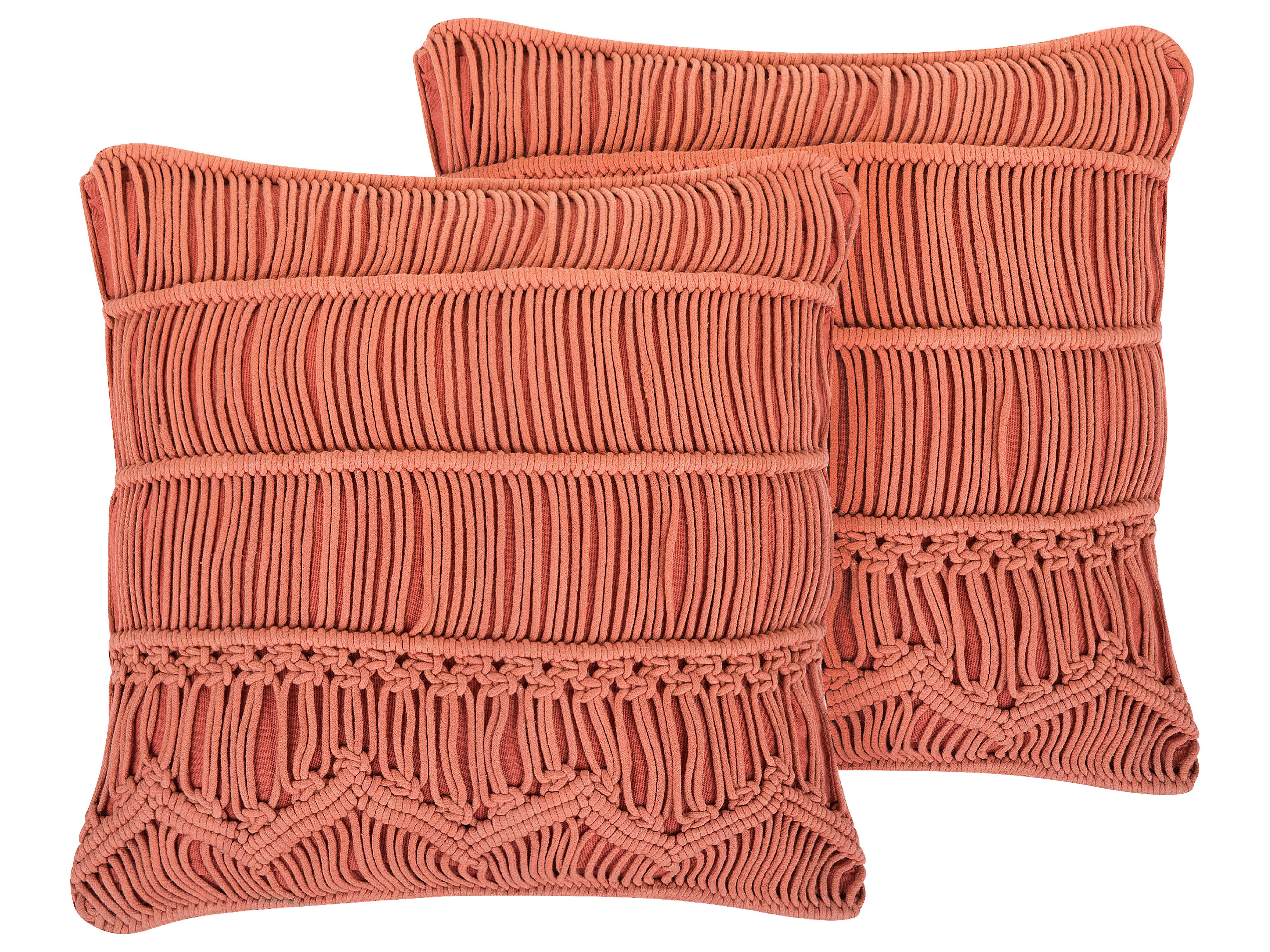 Set of 2 Decorative Cushions AKKOY Cotton 45 x 45 cm Orange Geometric Pattern