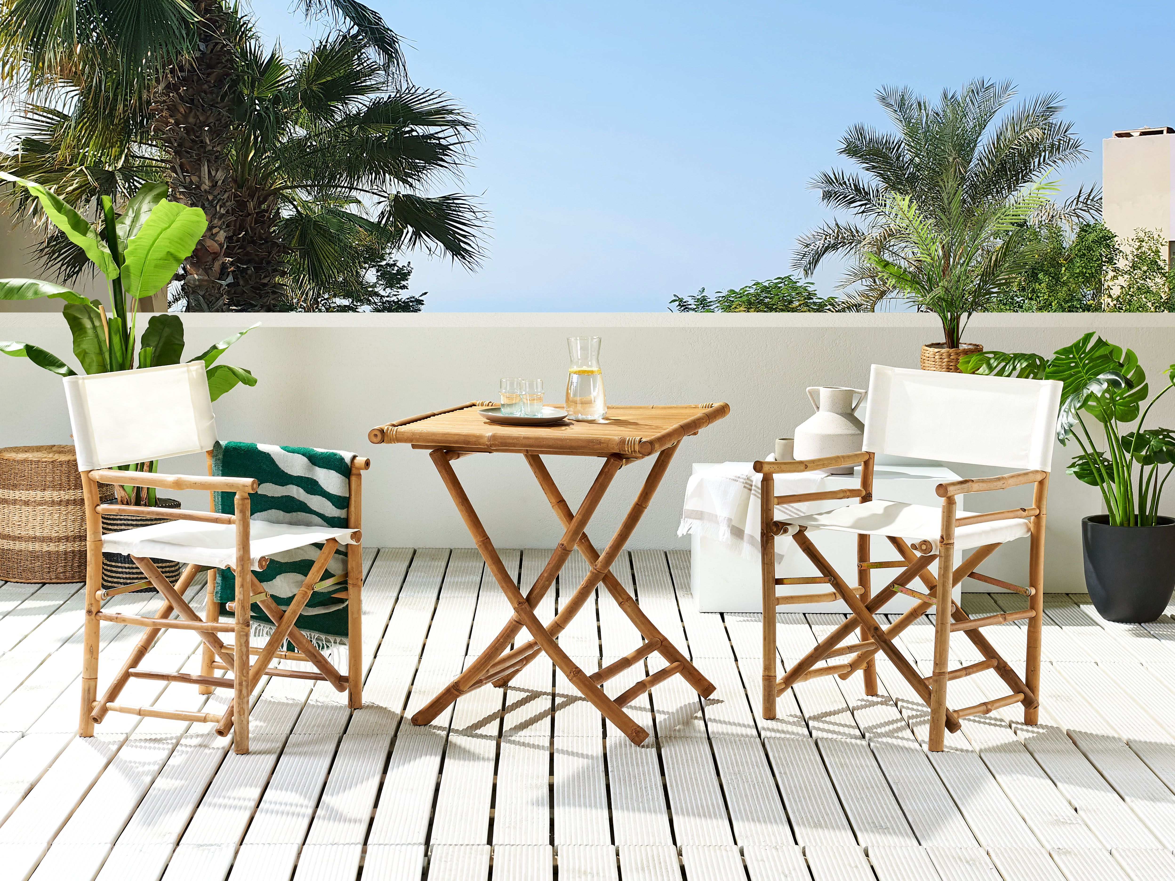 Bistro Set Folding MOLISE Bamboo Brown