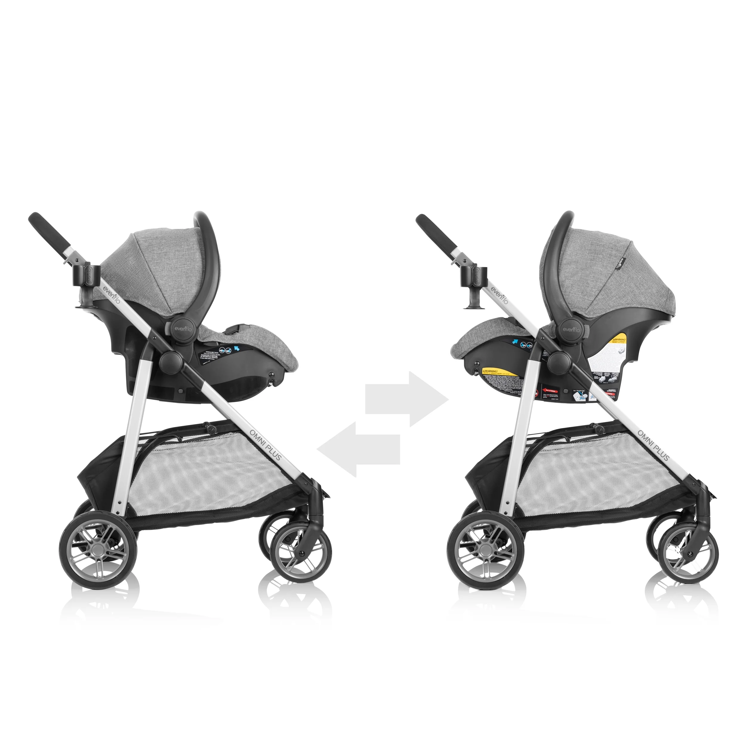 Evenflo Omni Plus Modular Travel System with LiteMax Sport Infant Car Seat, Mylar Gray, Unisex - Image 4