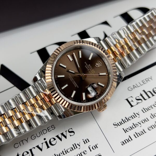 Rolex Rep 11 Watch DateJust Men s Chocolate Dial 18K Rose Gold Wrapped GM Factory 41mm - Elite Watch Atelier