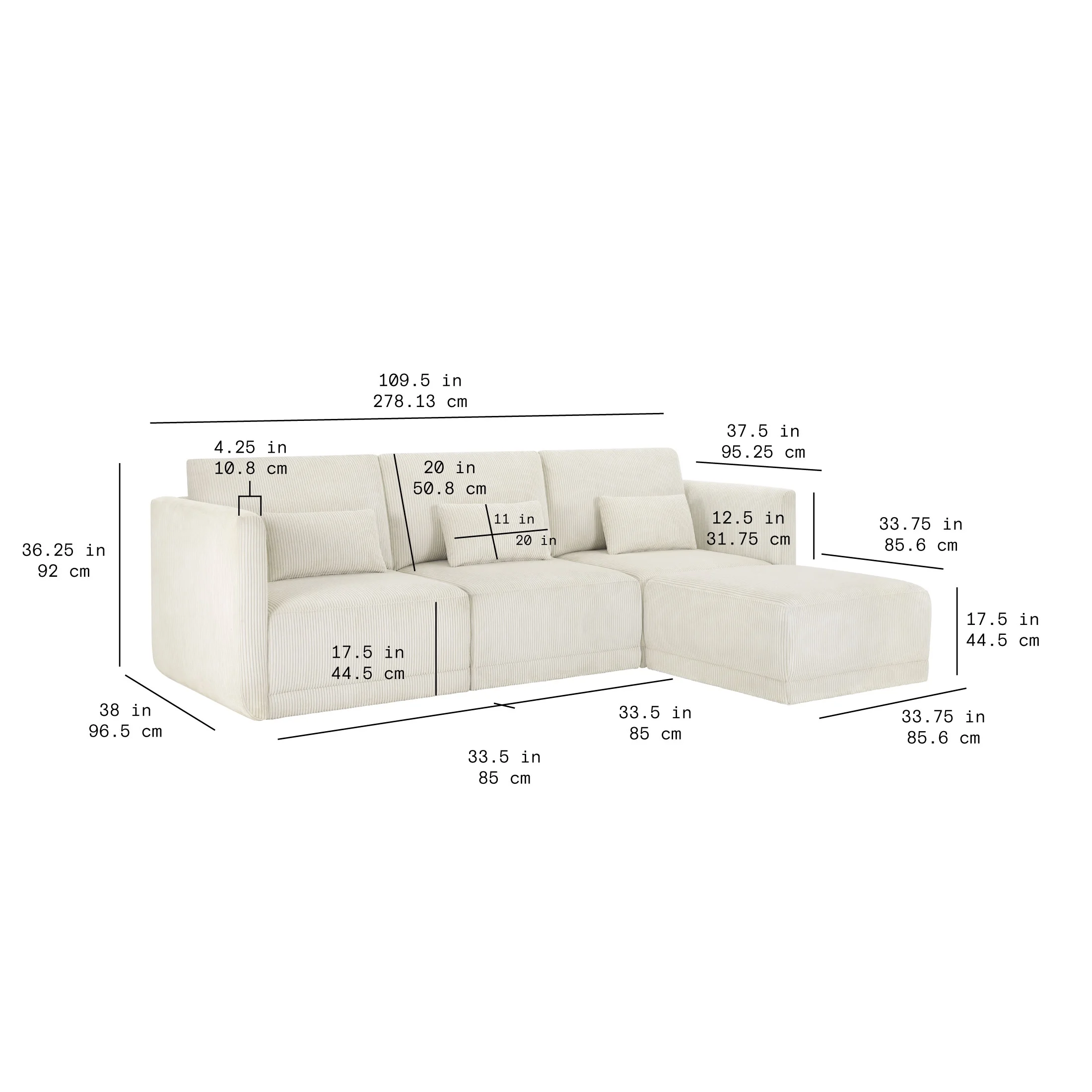 Beautiful Drew Modular Sectional Sofa with Ottoman by Drew Barrymore, Gray Fabric - Image 49