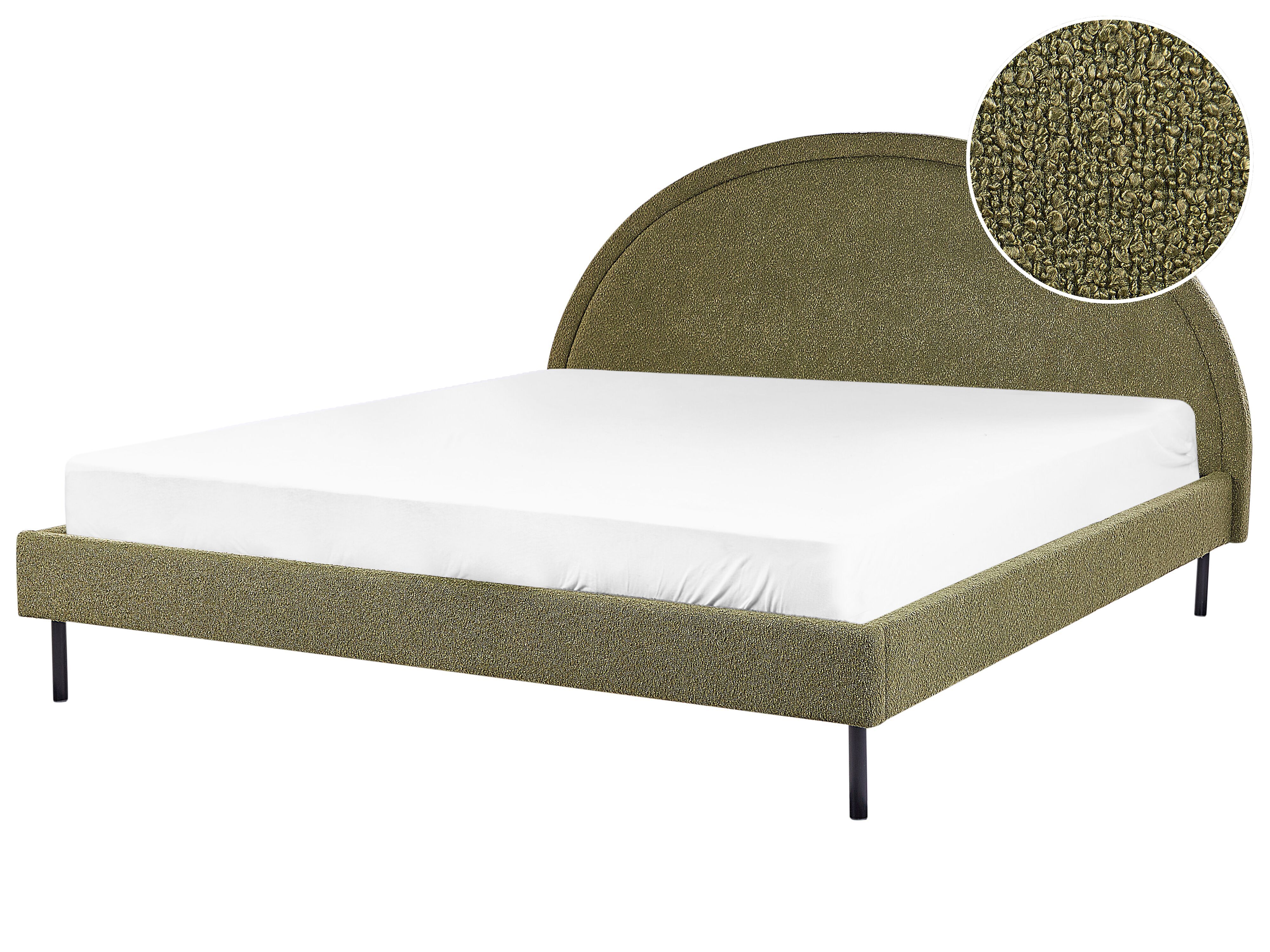 Bed Boucle MARGUT 180 x 200 cm (EU Super King) Olive Green