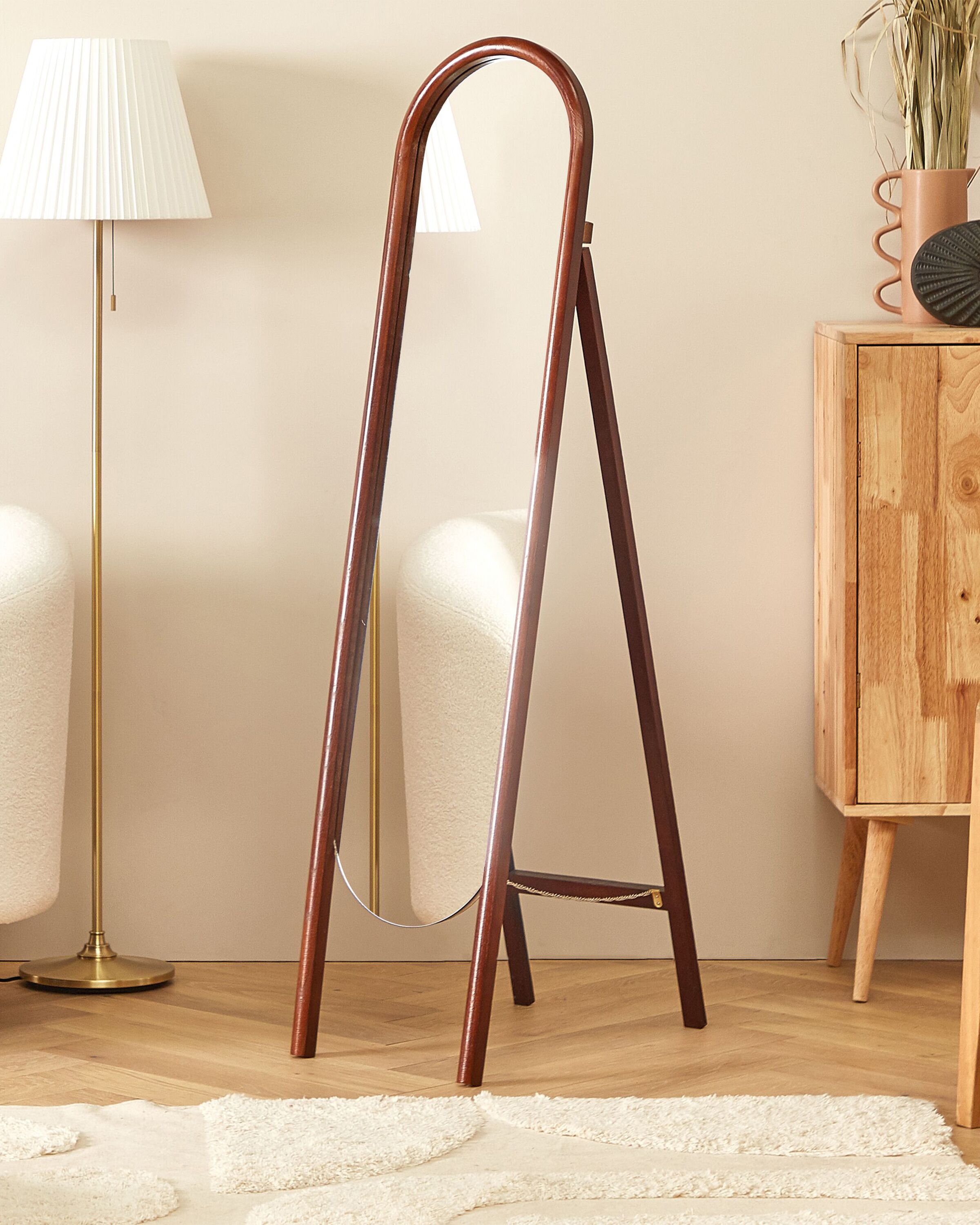 Standing Mirror CHELLES 150 cm Paulownia Wood Dark Brown