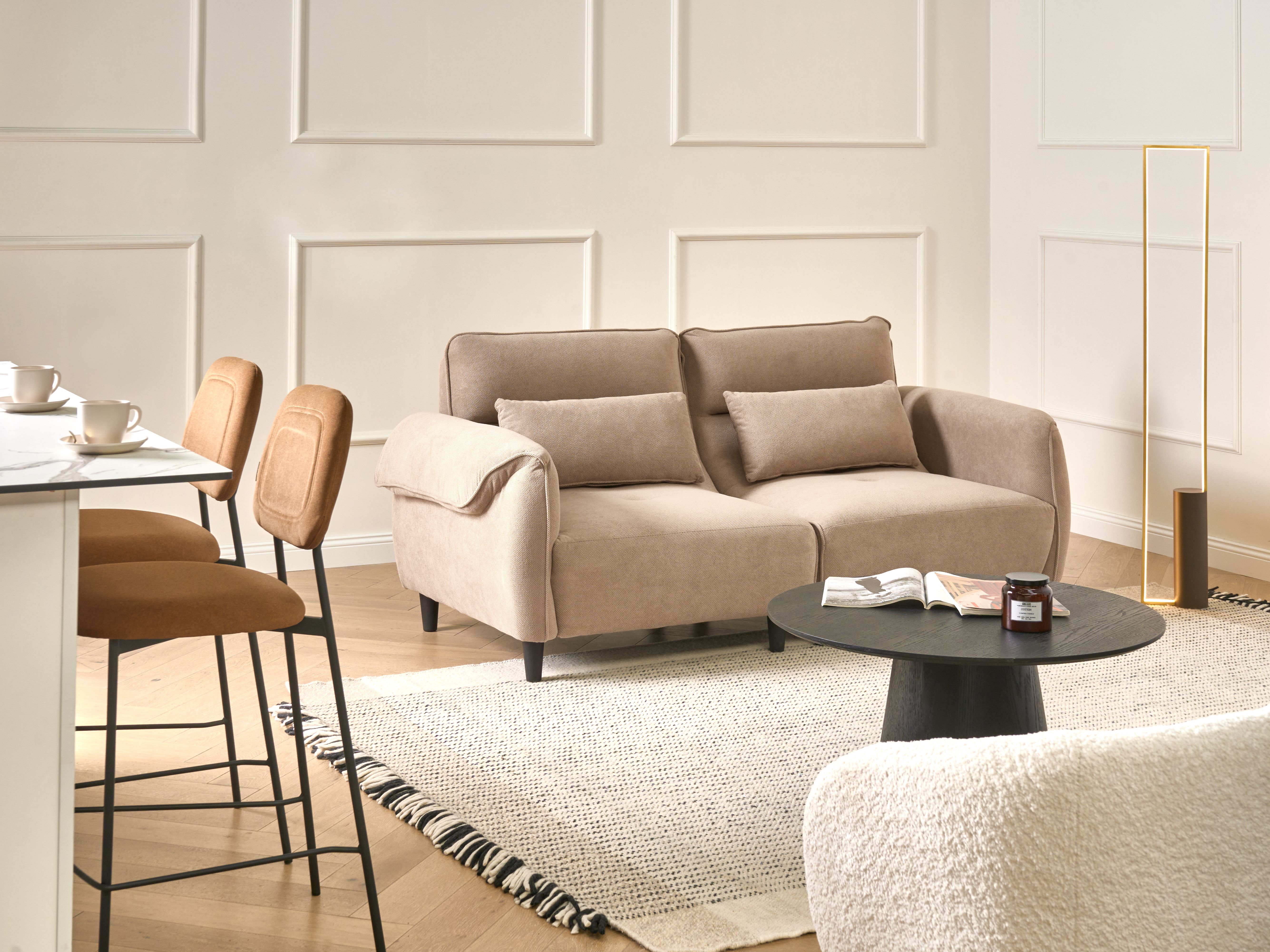 Sofa 3 Seater WETLAN Fabric Light Brown