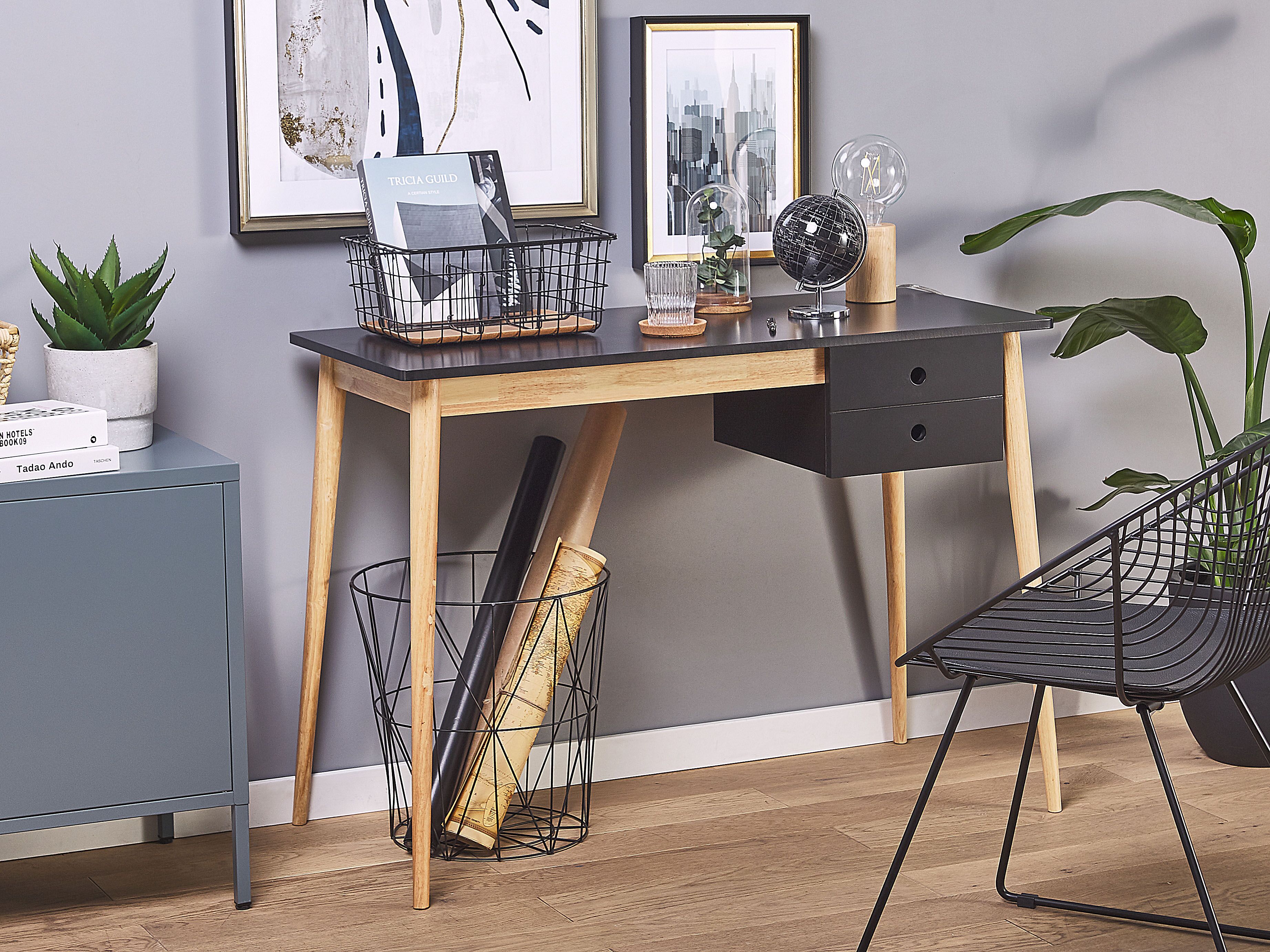 Home Office Desk EBEME Black 106 cm 48 cm with Storage