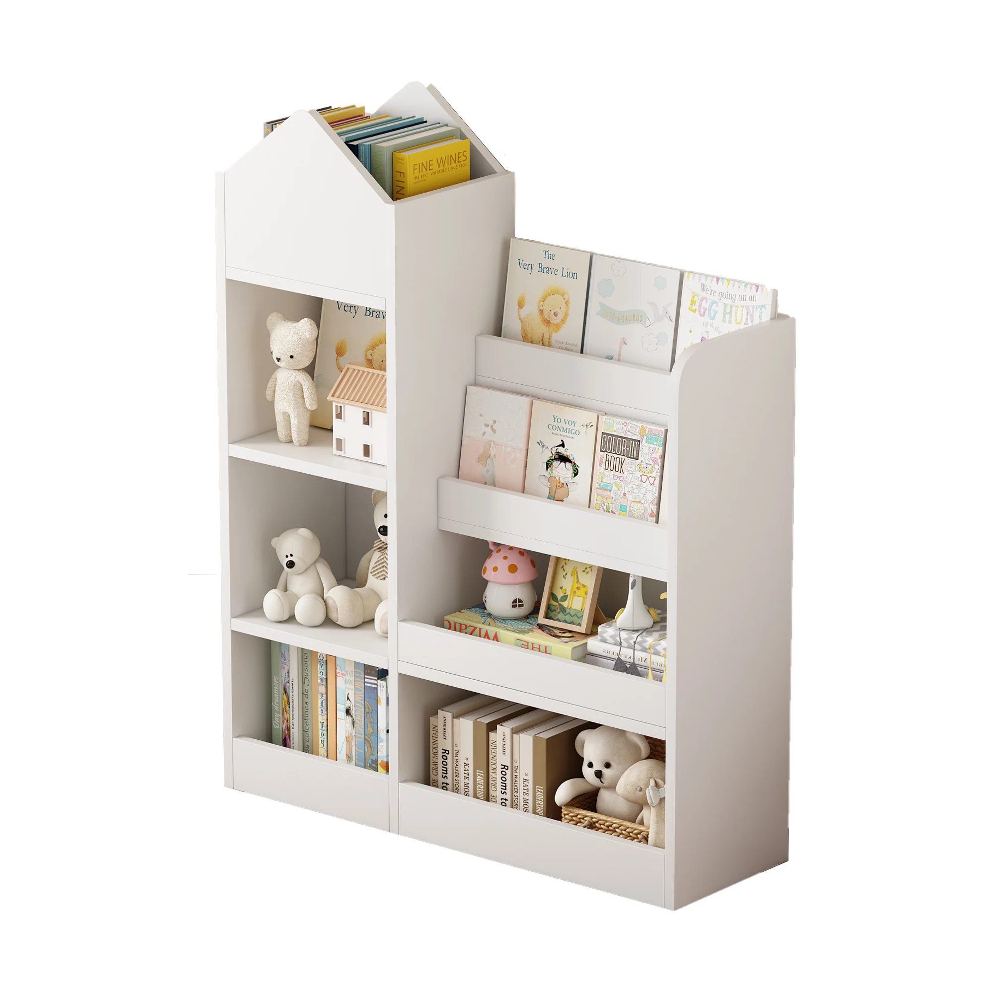 PORKISS Bookshelf for Kids, Wood Kids Bookcase with Toy Storage Organizer, Freestanding Book Shelf with 6 Compartments and 2 Baskets Bins for Kids Bedroom, Nursery, Playroom, Natural - Image 34
