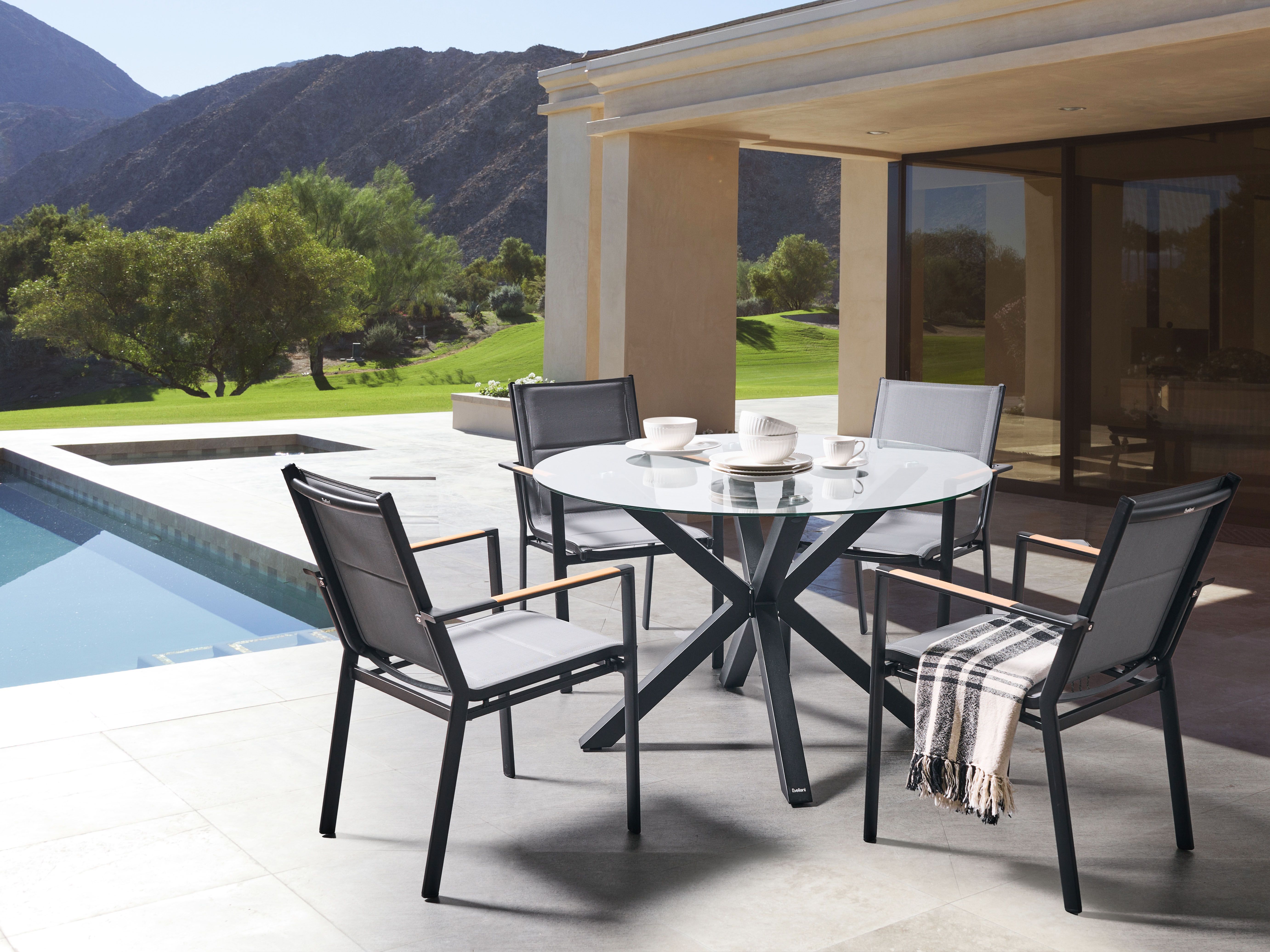 Garden Dining Set 4 Seater MALETTO/BUSSETO Glass Black