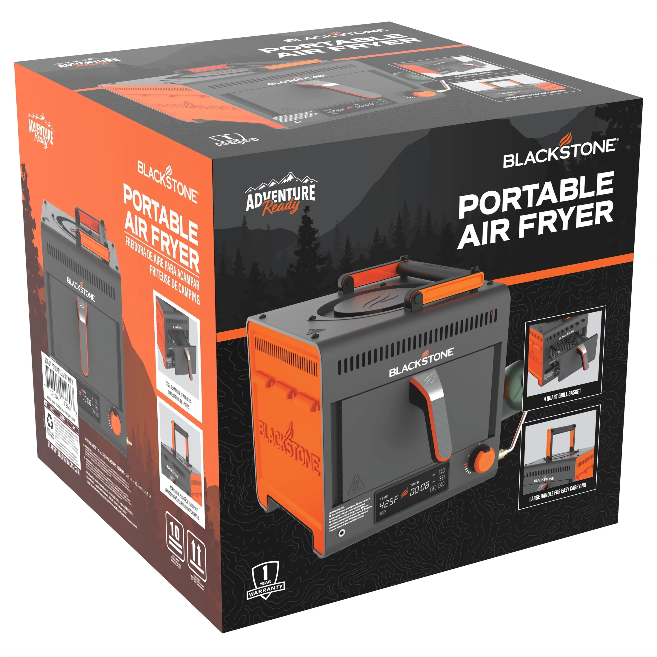 Blackstone Adventure Ready Portable Propane Air Fryer, 4 Quart, Gray & Orange, 18W, 3ft Cord - Image 3