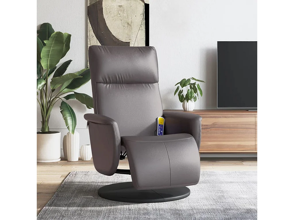 Fauteuil inclinable-Fauteuil de massage repose-pieds gris similicuir SHL2596