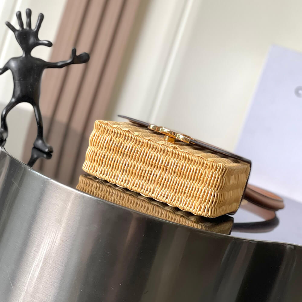 CELINE TEEN GARANCE BAG IN WICKER AND NATURAL CALFSKIN(HIGH-END GRADE)1:1High-quality replica