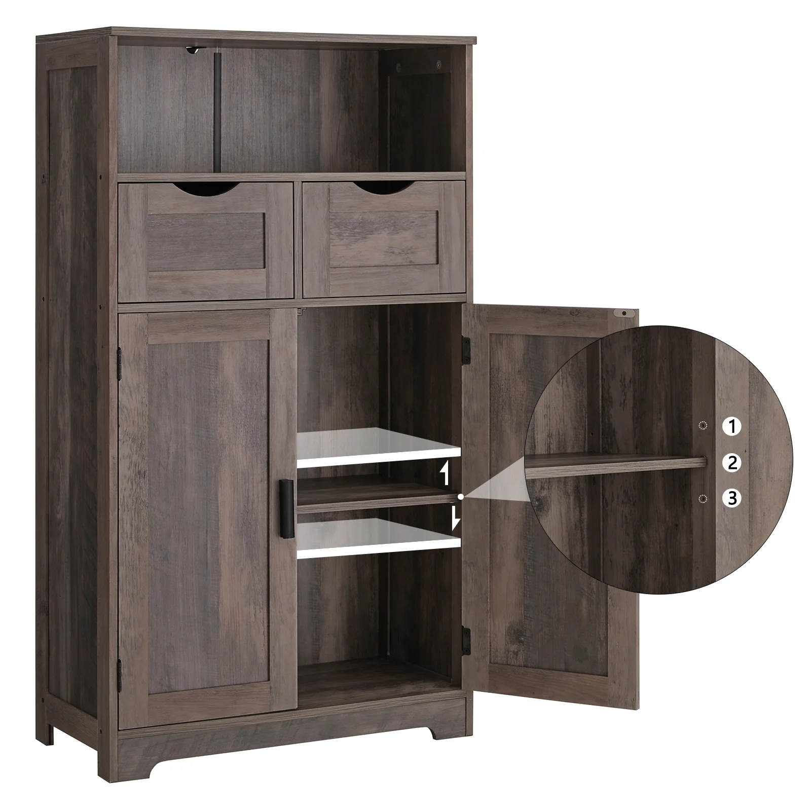 FANGSUM Rattan Storage Cabinet with 2 Drawers & 2 Shelves, Floor Cabinet for Living Room - Image 20