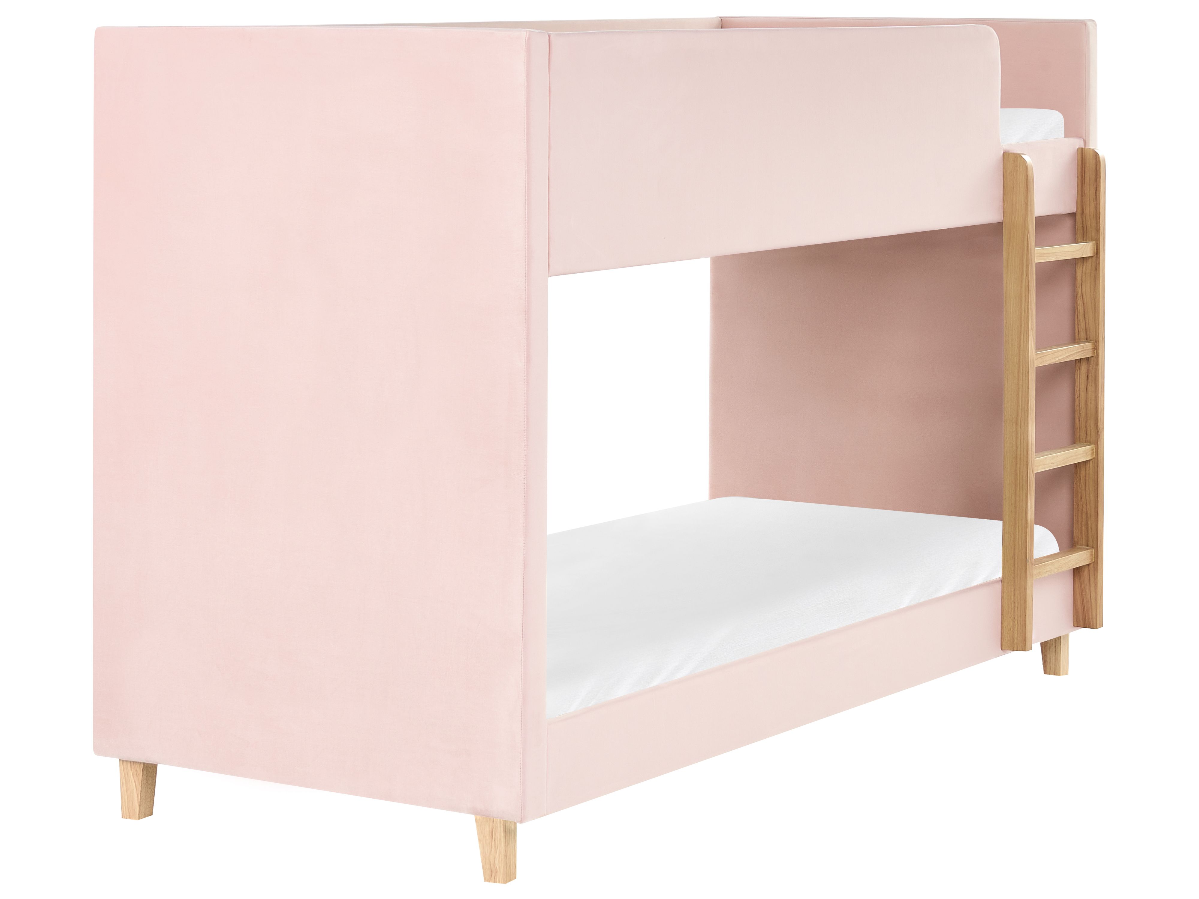 Bunk Bed Velvet CHOCQUES 90 x 200 cm (EU Single) Pastel Pink