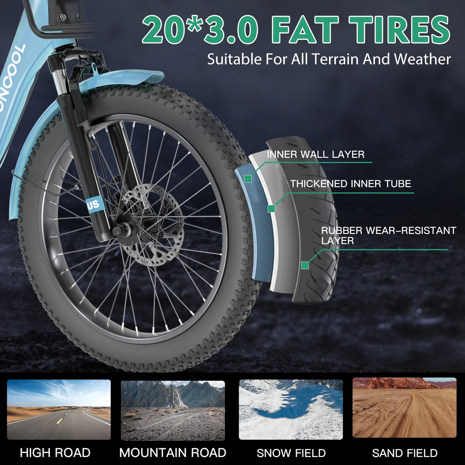 MOONCOOL TK1 Folding Electric Tricycle for Adults,48V 14.5Ah Removable battery, 500W(Peak 1000w)Motor, 20" Fat Tire Step-Thru 3Wheel Electric Bicycle w/Front&Rear Baskets, Certified to UL 2849 by SGS - Image 67