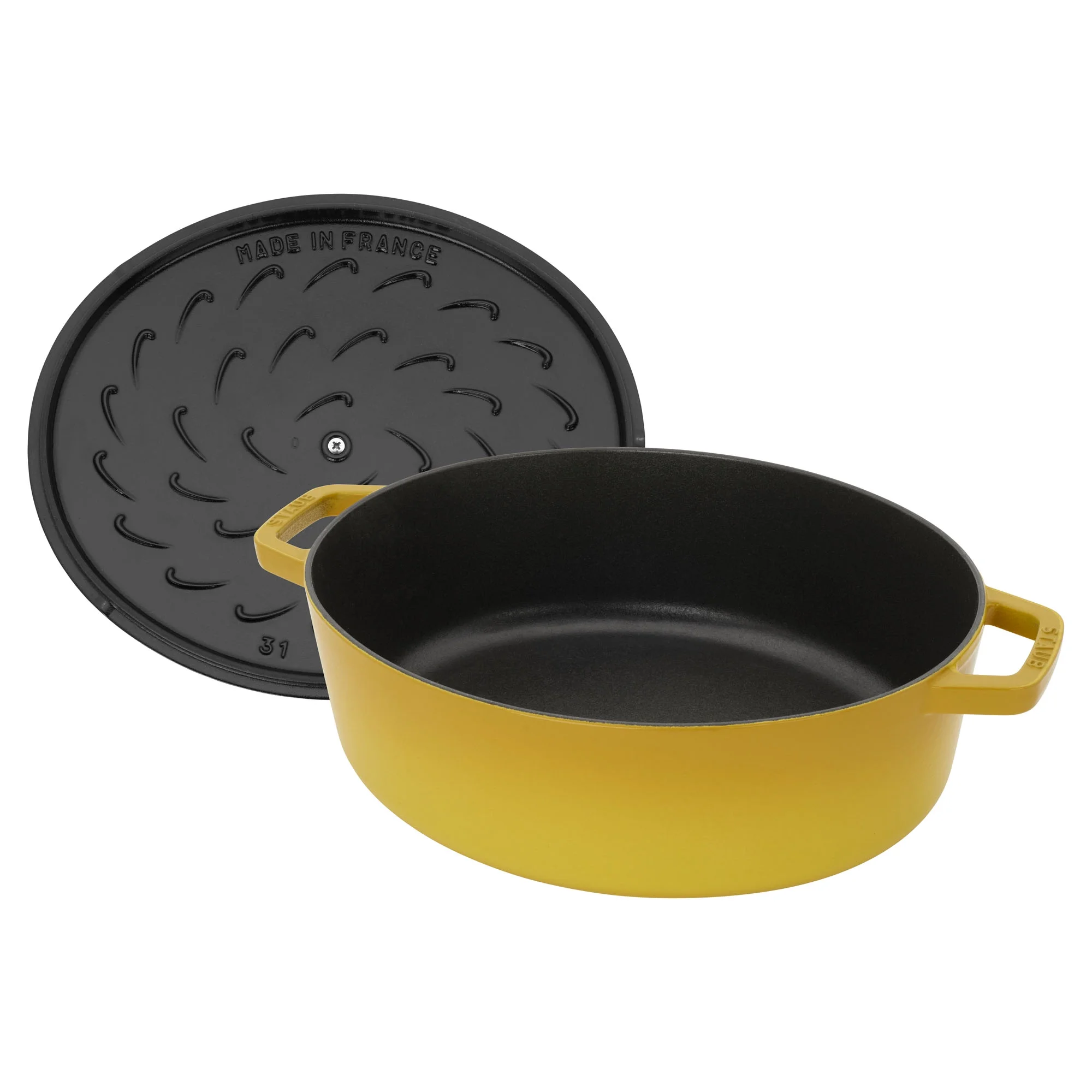 Staub Cast Iron 6.25-qt Shallow Oval Dutch Oven - Citron - Image 14