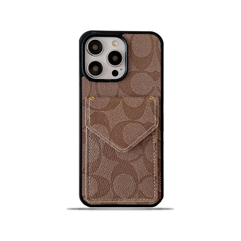 Coach iPhone Case With Card Holder And Strap Light Brown -SJ240513 - Wholesale & Influencer