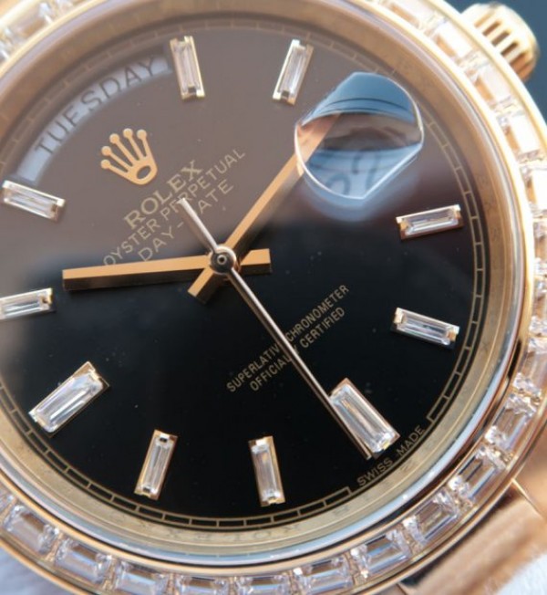 Replica Rolex Noob Day-Date 218399 YG Black Dial Bracelet A3255 - Top club